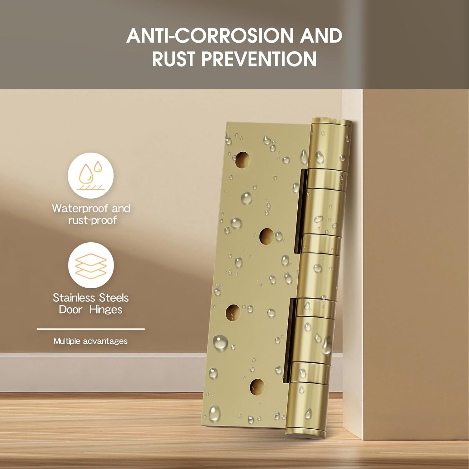Detalle 2 de AOLISHENG 4 inch (100mm) x 75mm stainless steel heavy duty door hinges – 1 pair