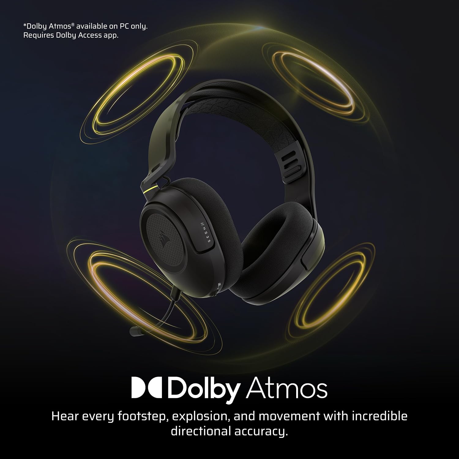 Detalle de CORSAIR HS35 v3 Wireless Gaming Headset, CA-9011401-WW, 2.4GHz & Bluetooth