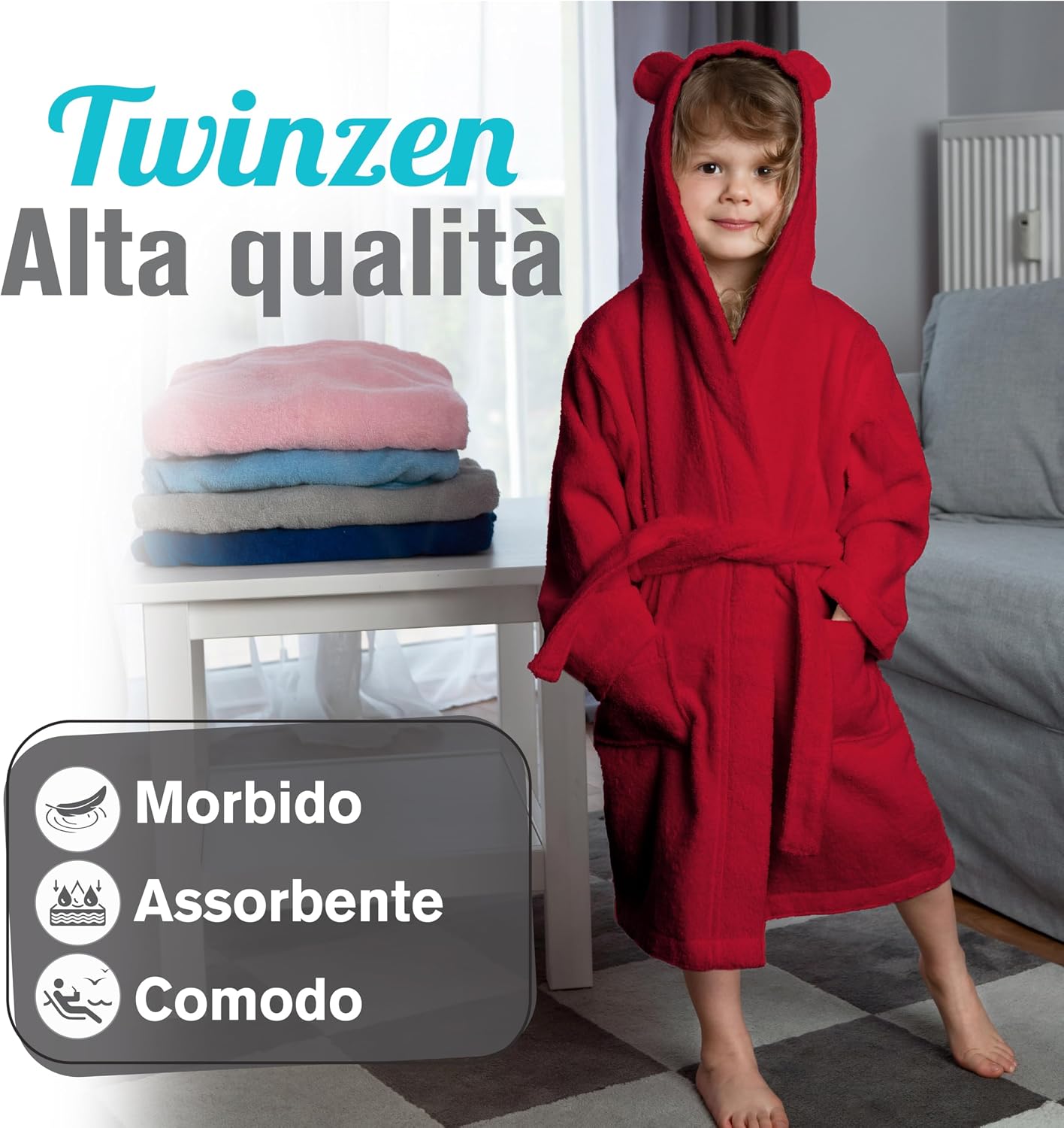 Detalle 2 de Twinzen Accappatoio Bambini Cotone