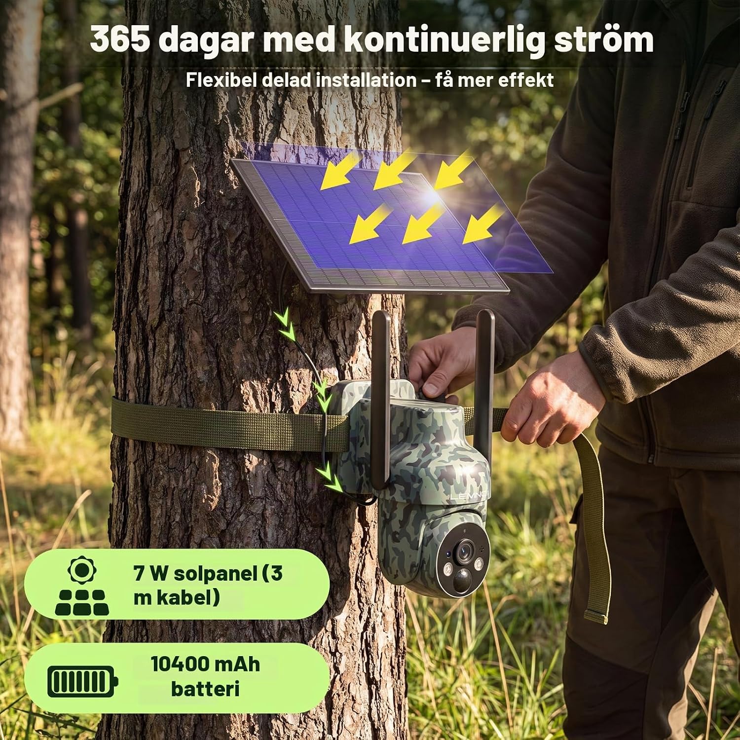 Detalle 2 de Lemnoi 4G-jaktkamera med 2K-färgseende, solpanel och personföljning