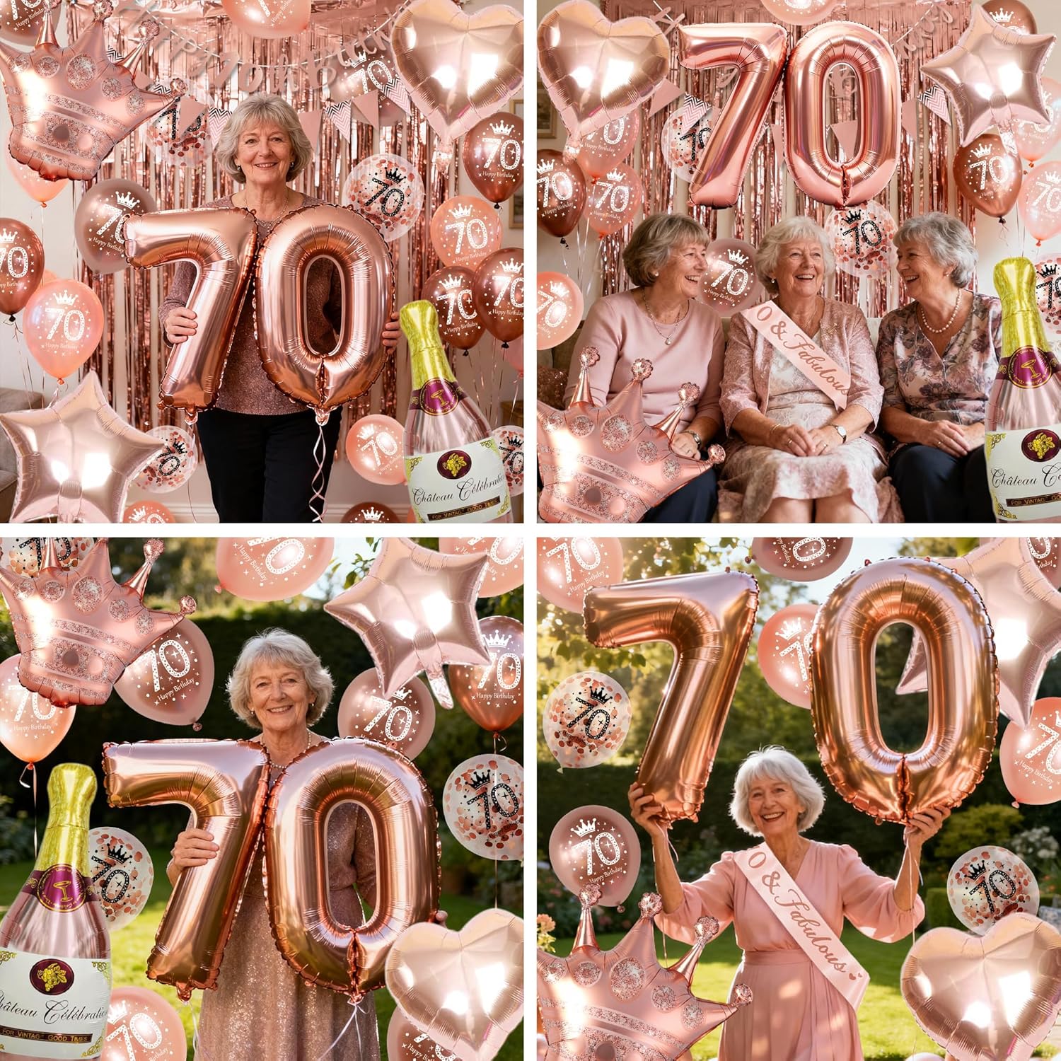 Thumbnail 5 de VICTERR 70th Birthday Decorations – Rose Gold Party Kit