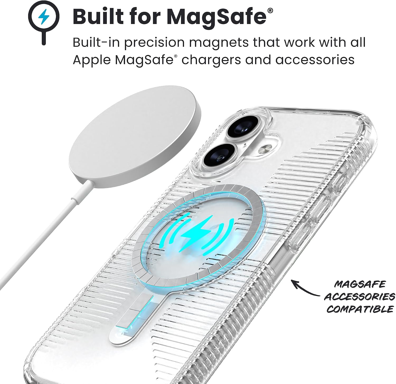 Detalle de Speck GEMSHELL Grip +MS iPhone 17用ケース クリア・グリップ付き・MagSafe対応