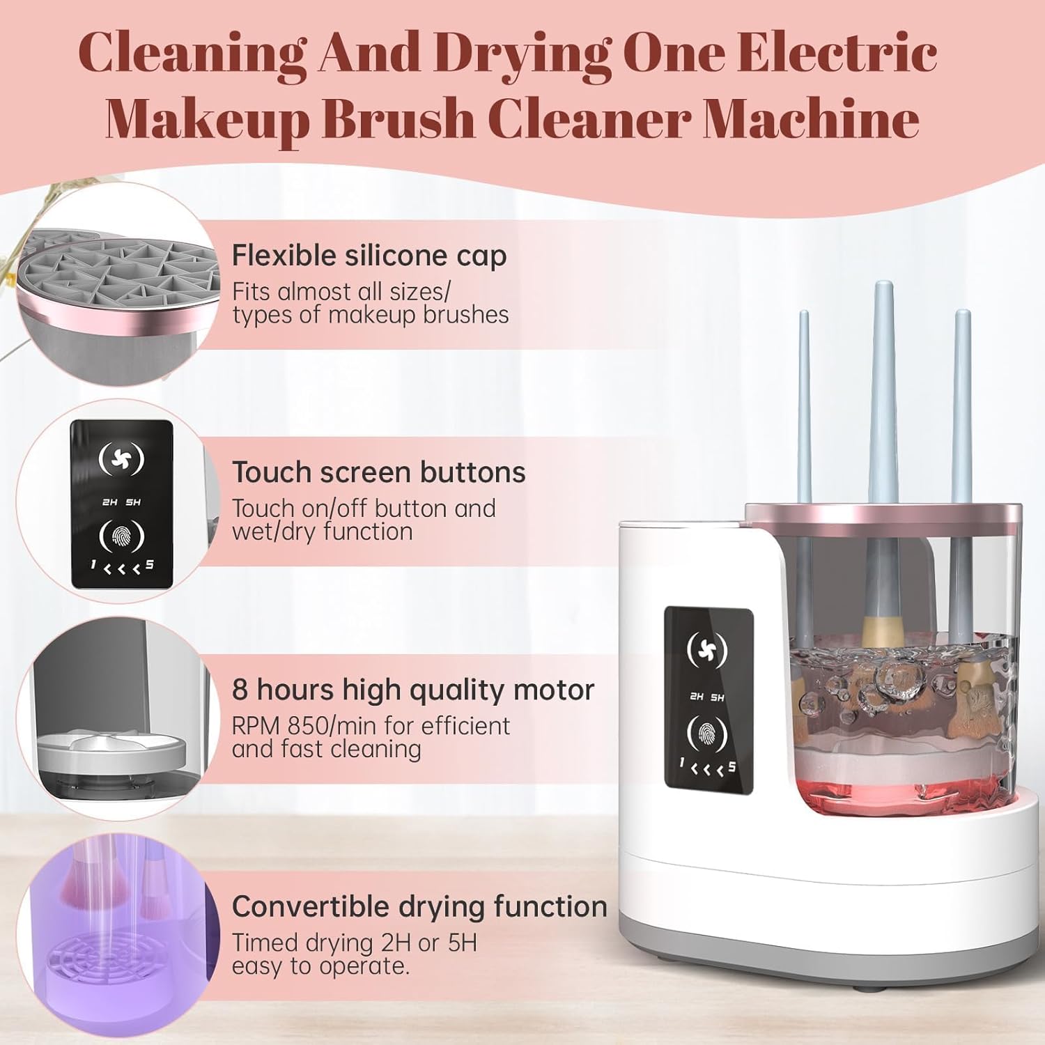 Detalle de OctHope 3-in-1 Electric Makeup Brush Cleaner Machine (White)