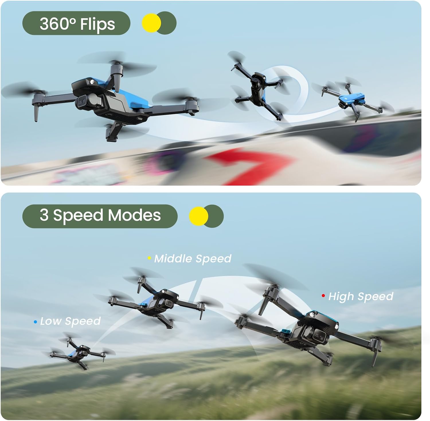 Detalle 2 de Holy Stone HS290 Foldable Drone (1080P HD) with Optical Flow, APP Control and Tap Fly – Blue