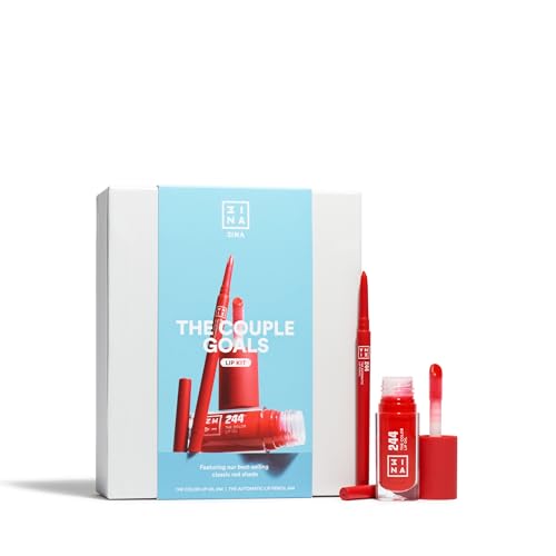 Detalle de 3INA The Couple Goals Lip Kit Rojo — Color Lip Oil 244 y perfilador 💄