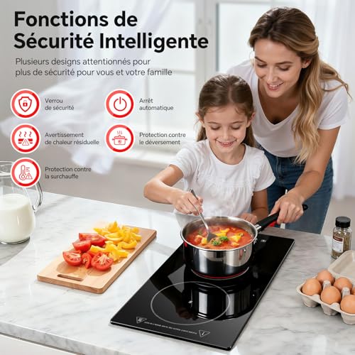 Detalle de SNDOAS Plaque Vitrocéramique 2 Feux – Plaque de Cuisson Électrique 3000W