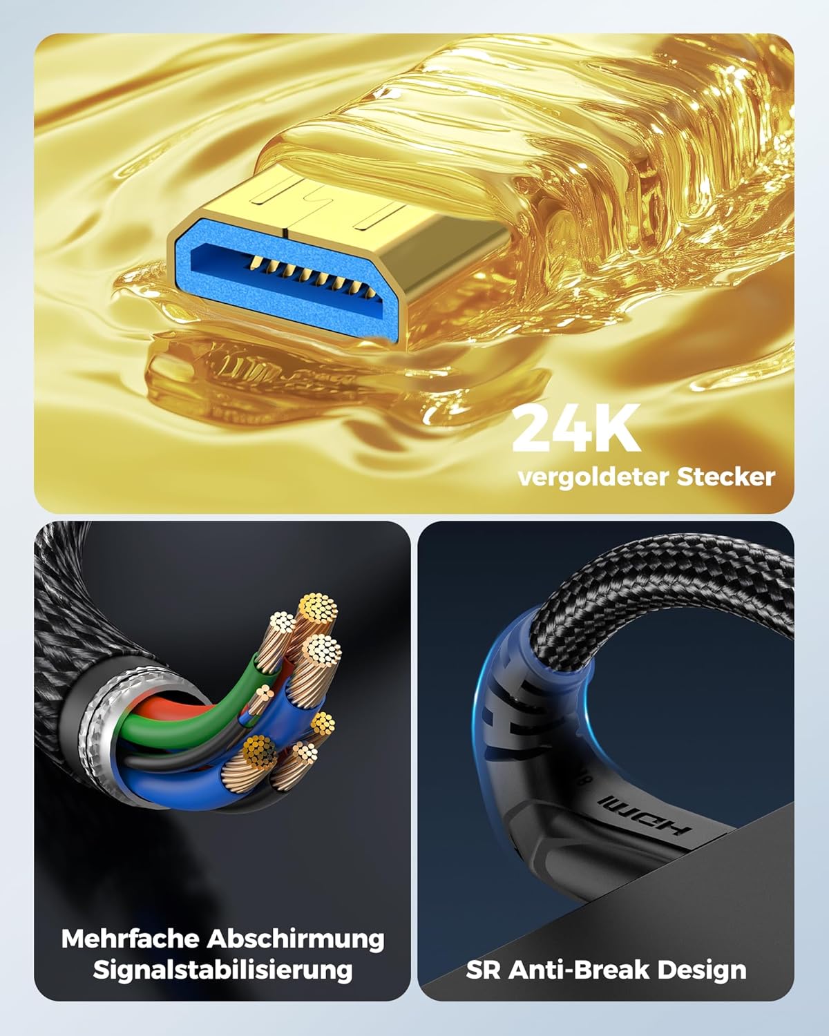 Thumbnail 1 de Cratree 8K Micro HDMI auf HDMI 2.1 Kabel 1M – Hochgeschwindigkeits-Adapter für GoPro, Sony, Canon & mehr