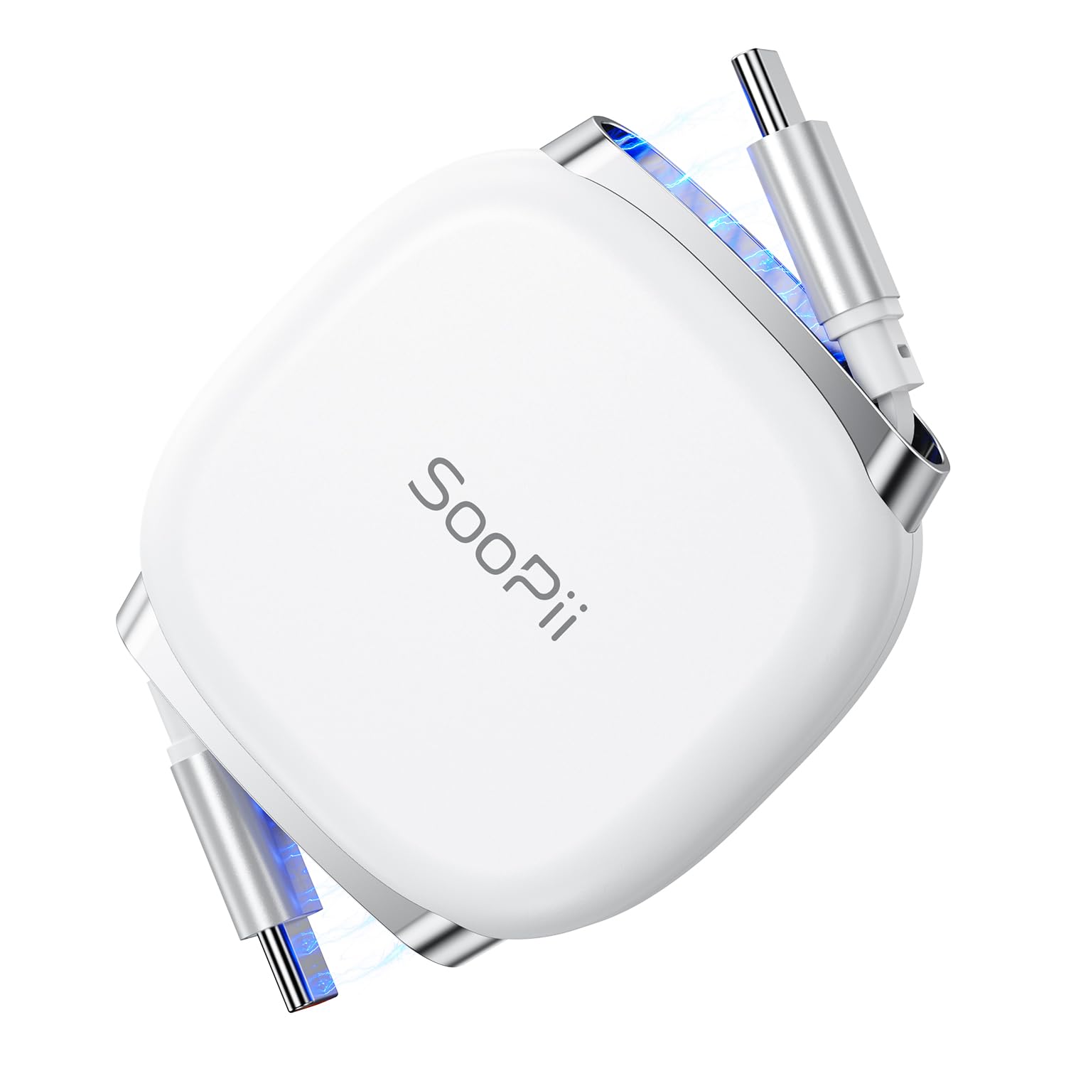 Detalle de SooPii retractables USB-C Kabel 240W PD 3.1 – 1 m, magnetische Aufbewahrung, 5 Längeneinstellungen
