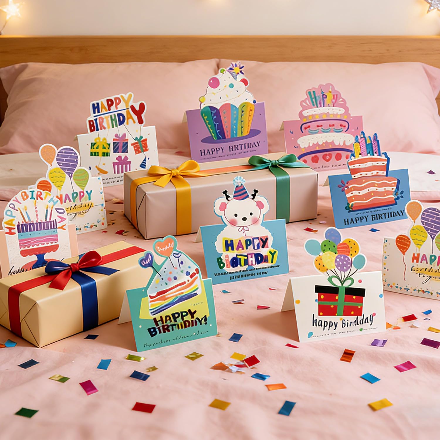Thumbnail 4 de Xcdhemde set 15 biglietti auguri compleanno pieghevoli con 10 design e 15 buste