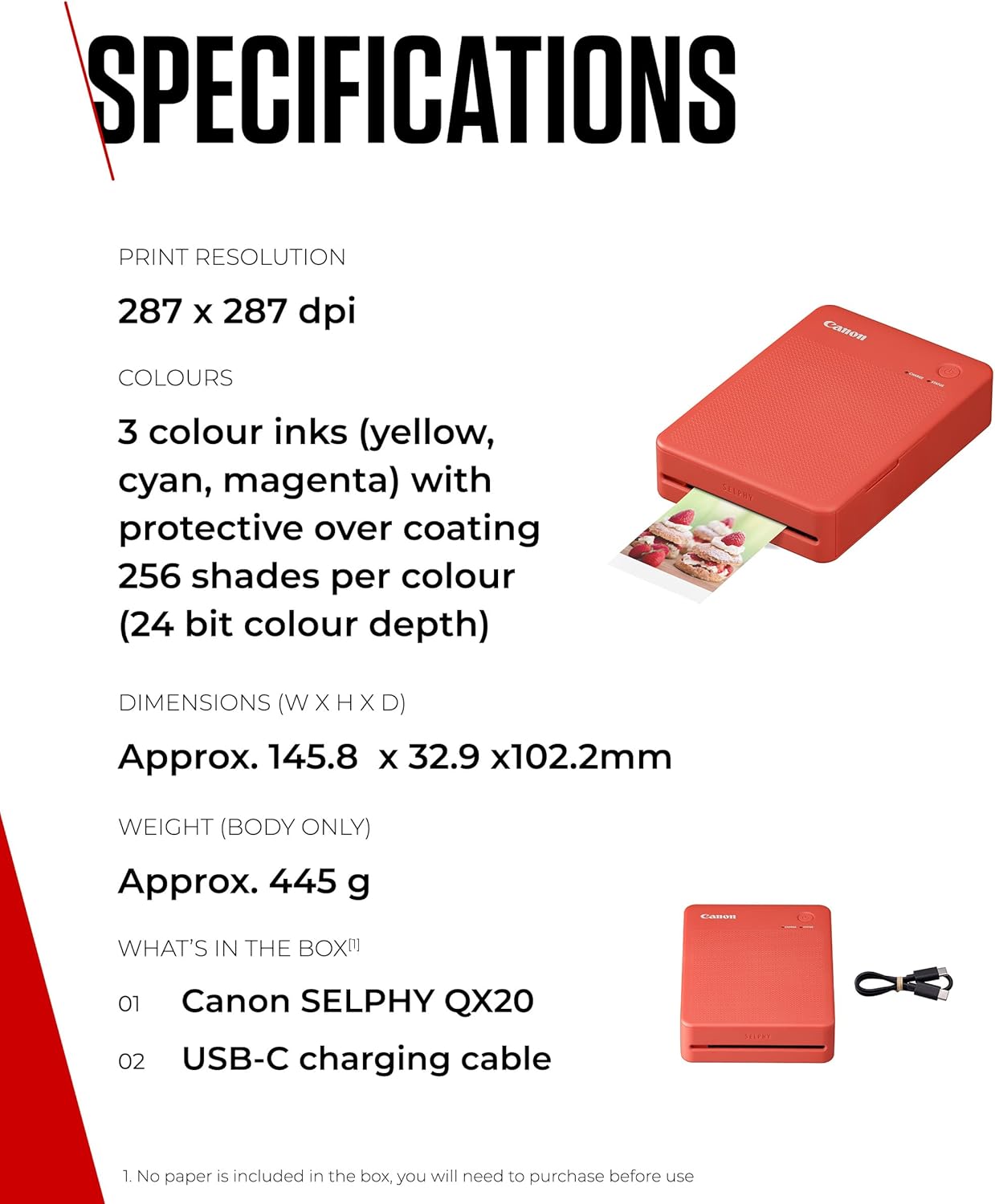 Thumbnail 5 de Canon SELPHY QX20 mobiler Fotodrucker – kabellos drucken, Thermosublimationsdruck in zwei Formatstufen