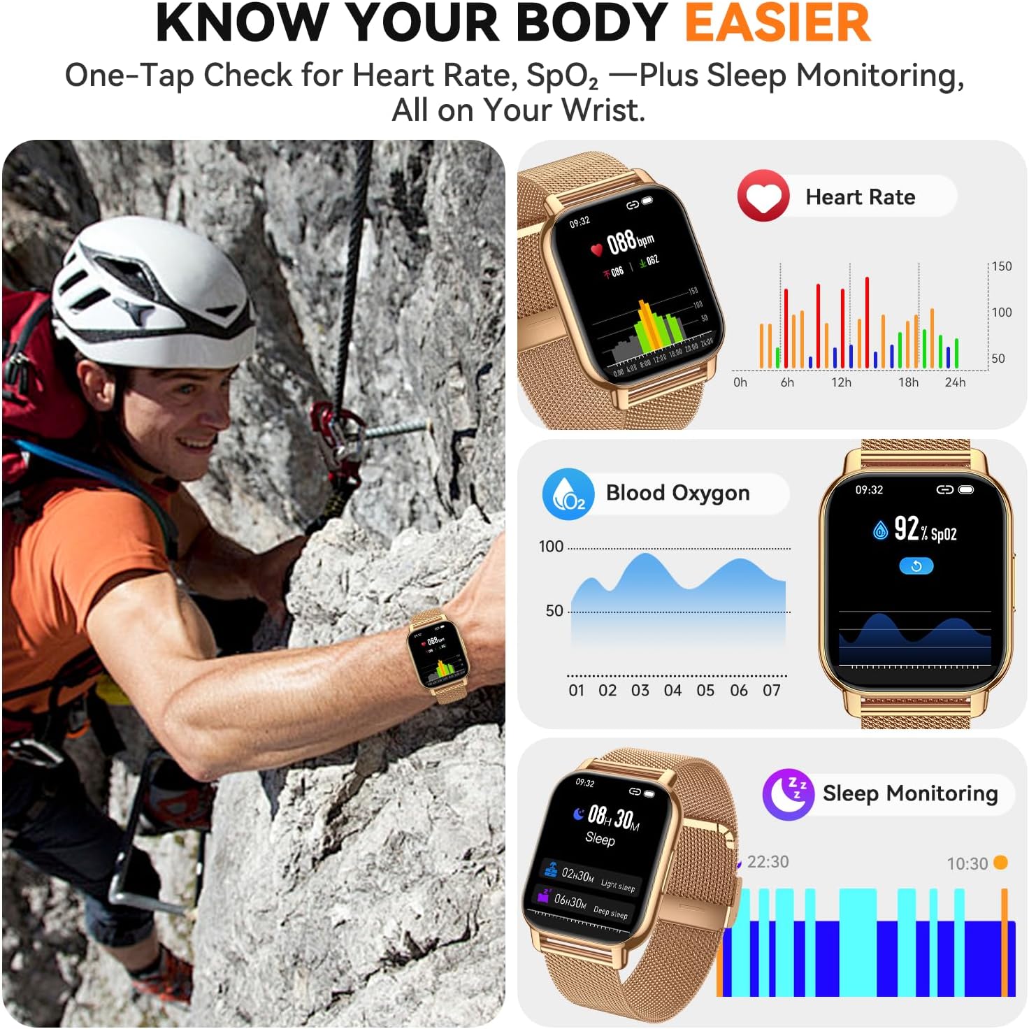 Detalle de Smart Watch for Women and Men with 1.85" HD Screen, 112 Sports Modes, IP68 Waterproof, Bluetooth Calling