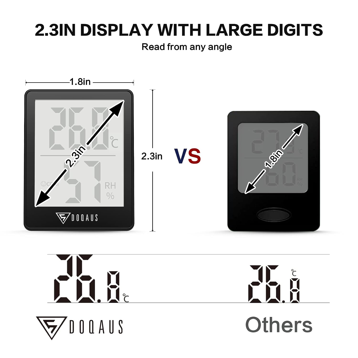 Detalle de DOQAUS 3-Pack Digital Hygrometer and Indoor Thermometer, Black