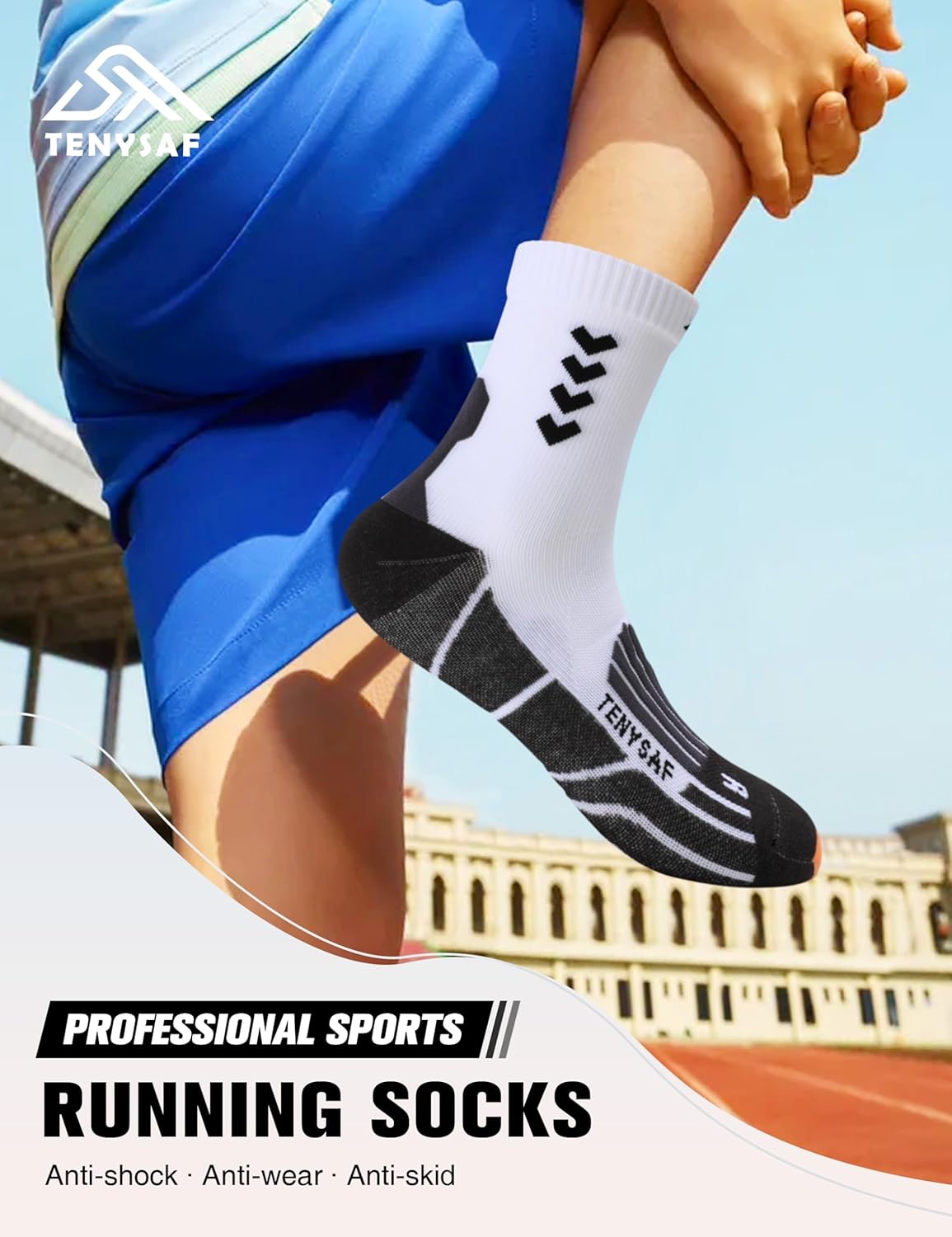 Detalle 2 de Lounwee Kompressions Laufsocken: 3er-Pack, 20 mmHg Kompression, Polsterung – Herren & Damen
