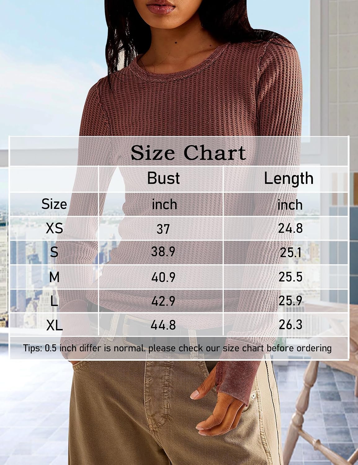 Detalle de morhuduck Women's Waffle-Knit Top in Cotton