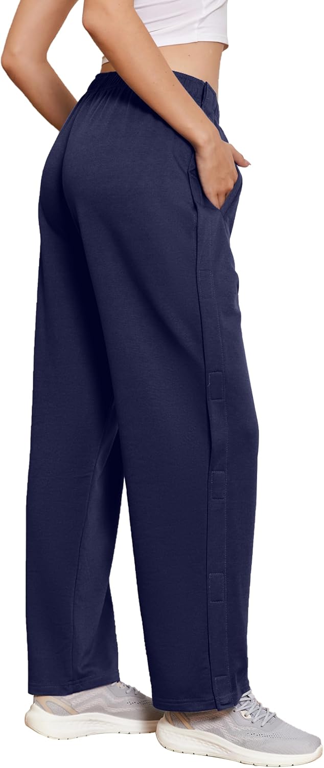 Detalle 2 de Deyeek Women's Side-Snap Tear-Away Sweatpants, Loose Fit with Pockets