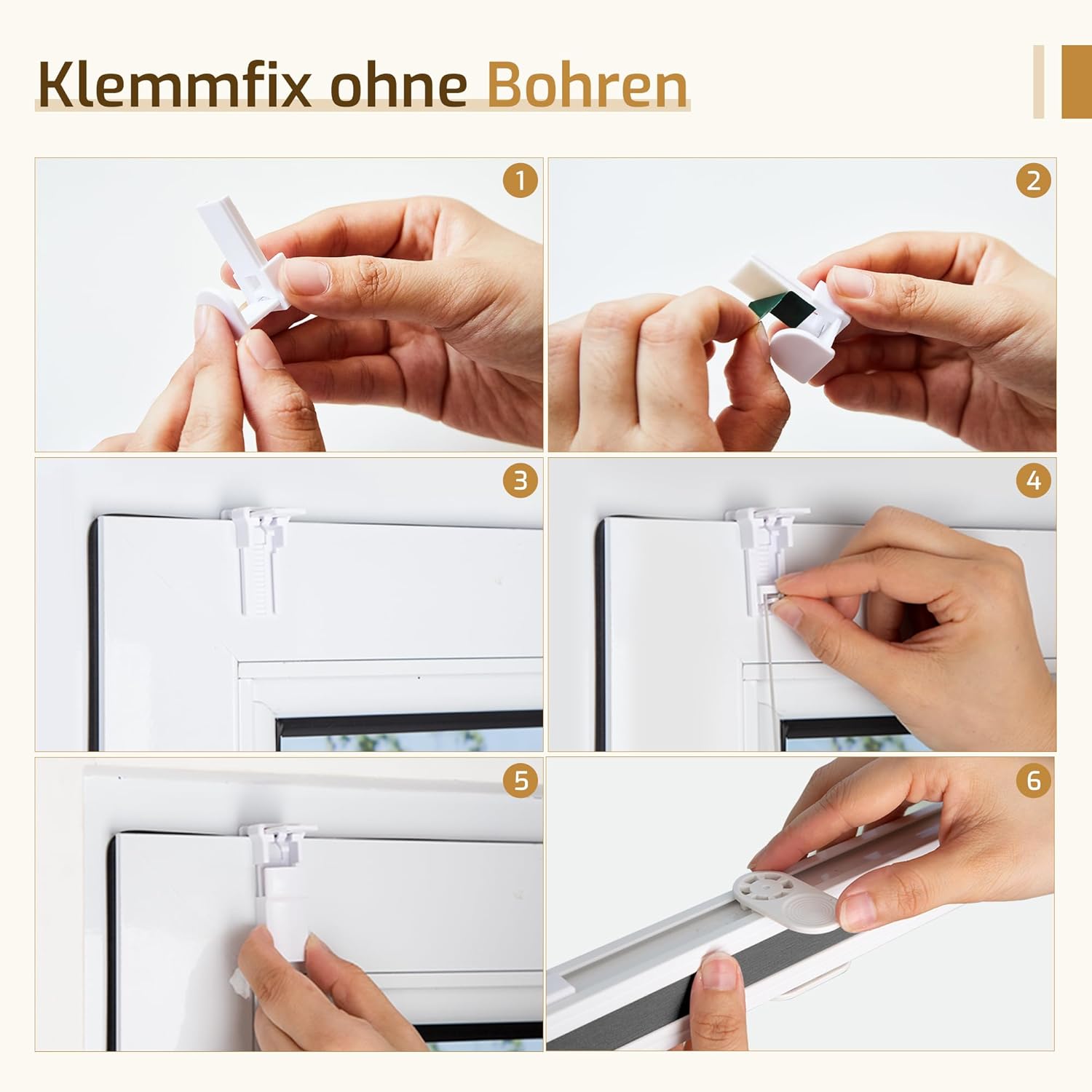 Thumbnail 6 de Grandekor Plissee Klemmfix ohne Bohren Anthrazit 80x130 cm – Fensterplissee für Privatsphäre und Lichtsteuerung