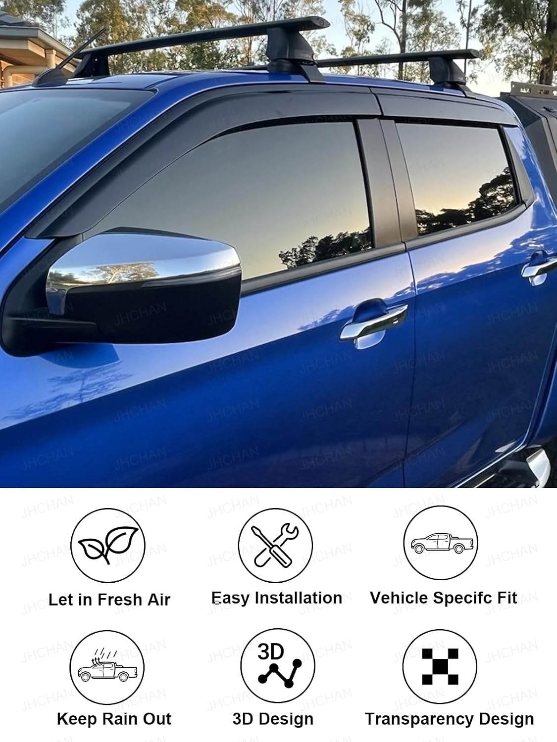 Detalle de JHCHAN Wind Deflectors for Isuzu D-Max MK7 (2026) Double Cab – 4pc Set