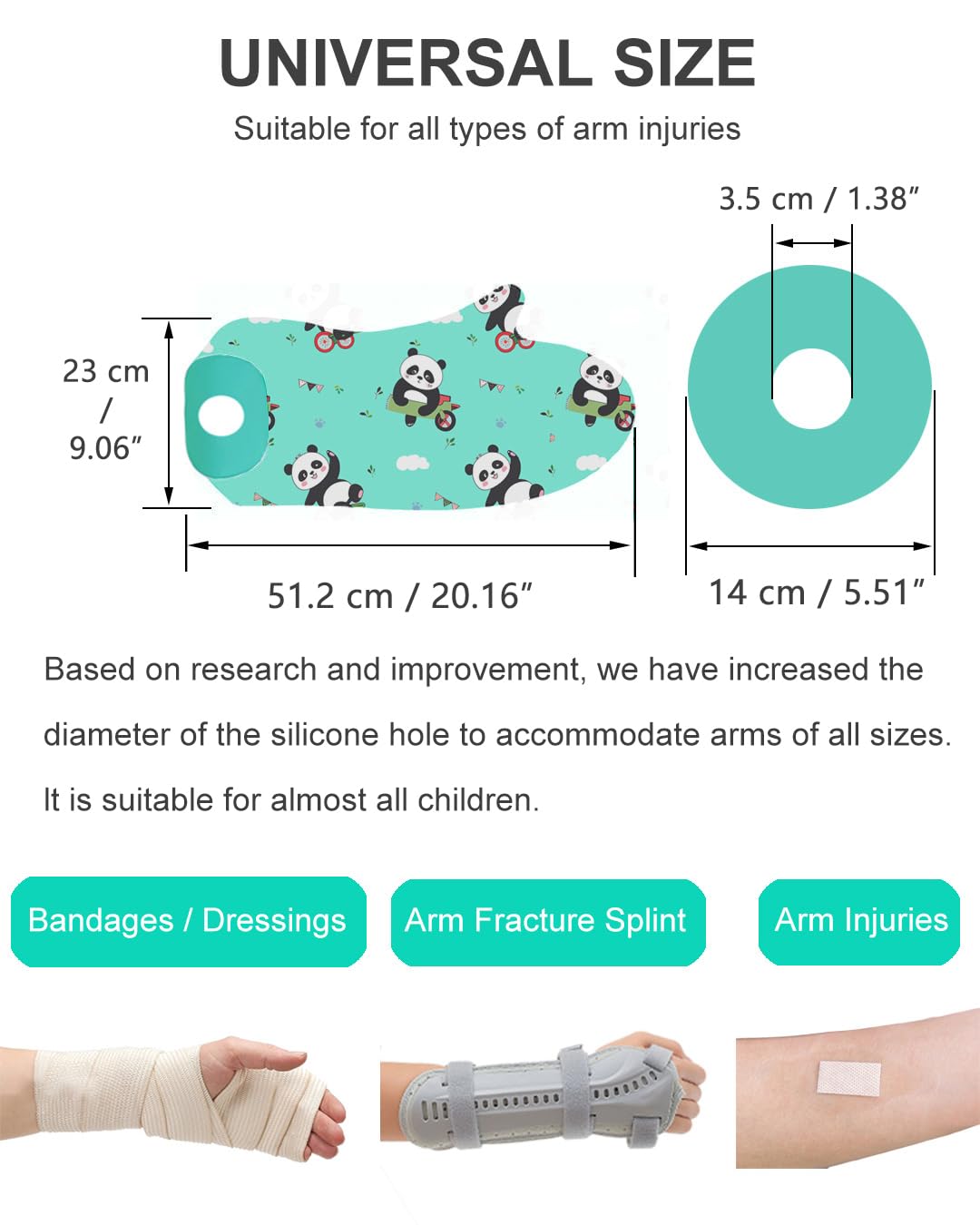 Detalle 2 de EuyiHlybt Arm cast cover kids, waterdichte gipsbeschermer met pandamotief