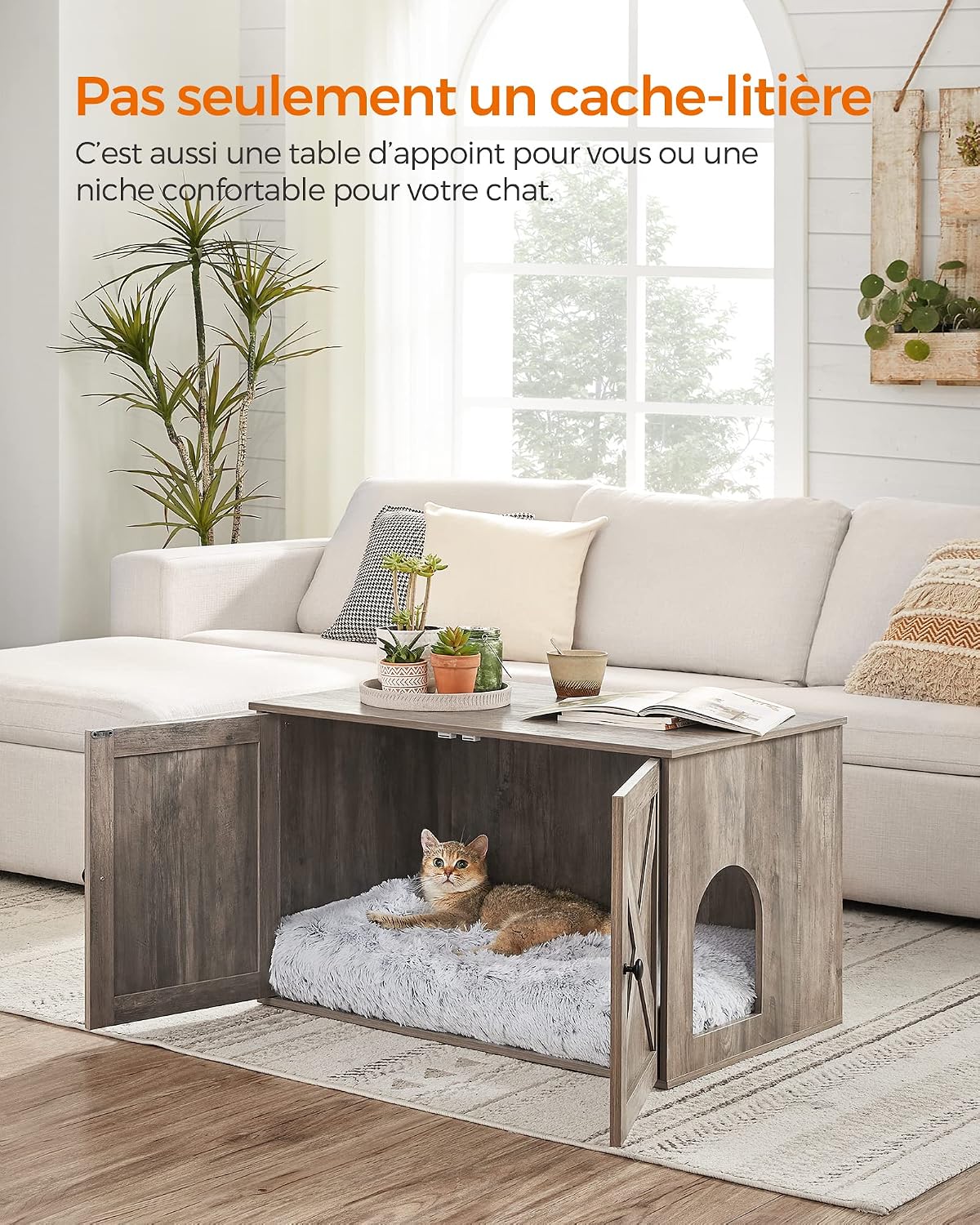 Detalle de Feandrea PCL002G01 niche litière 80×53×50 cm 🐾