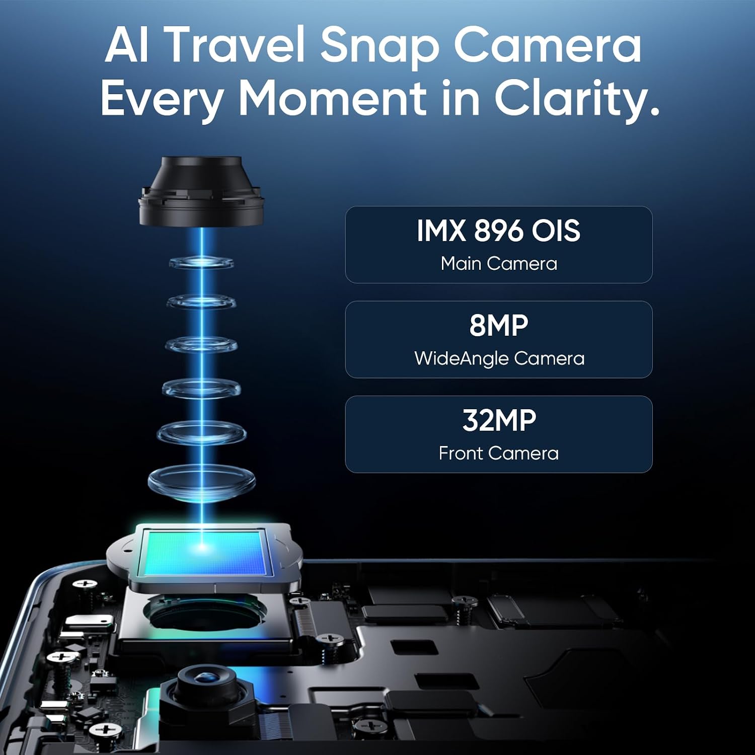 Detalle de realme GT 7T 5G — Smartphone 12+256GB avec caméra 50 MP IMX896, Dimensity 8400-MAX et batterie 7000 mAh
