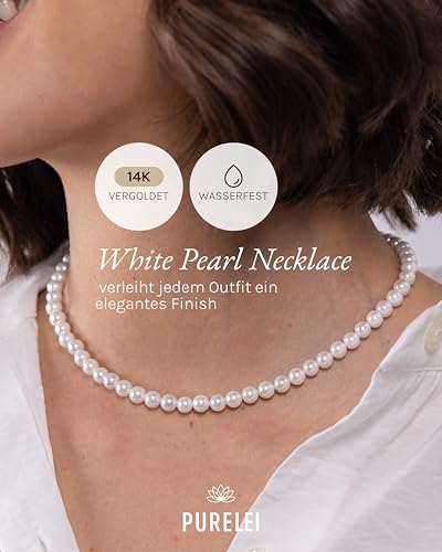 Thumbnail 1 de Purelei White Pearl Kette (Gold) – Wasserfeste Edelstahl-Perlenkette mit Seashell Pearls