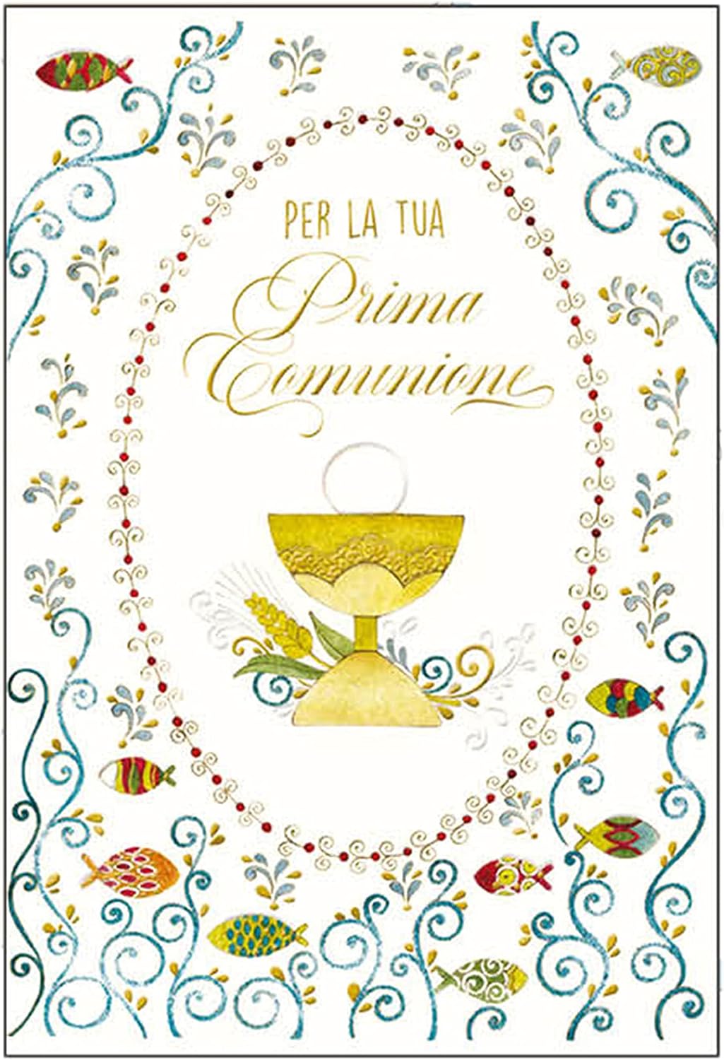 Biglietto auguri comunione ARKRAFT con finitura in oro caldo e semi piantabili (17 x 12 cm)