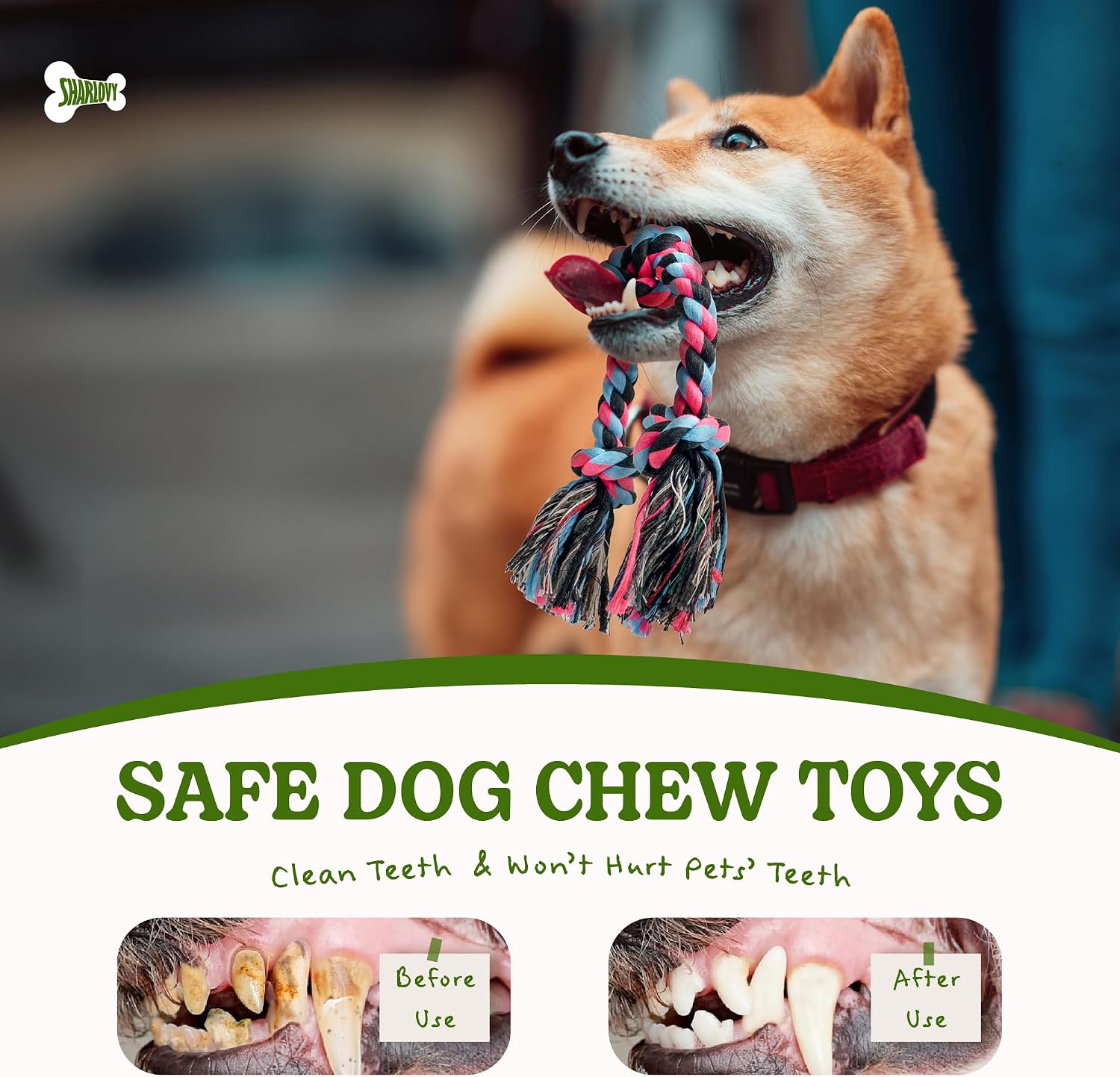 Detalle de SHARLOVY Dog Rope Toy for Medium Dogs