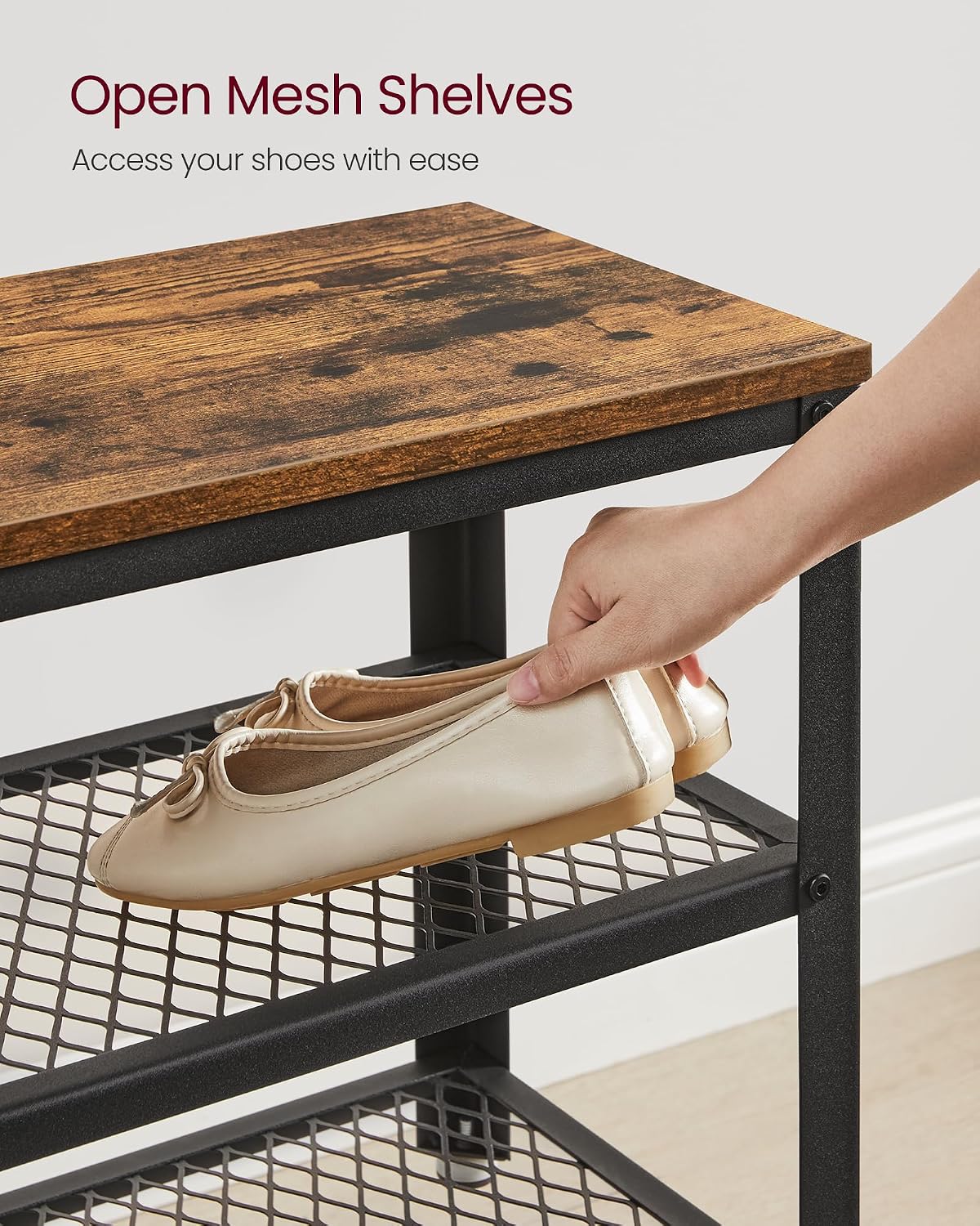 Detalle 2 de VASAGLE Shoe Rack Bench, 3-Tier