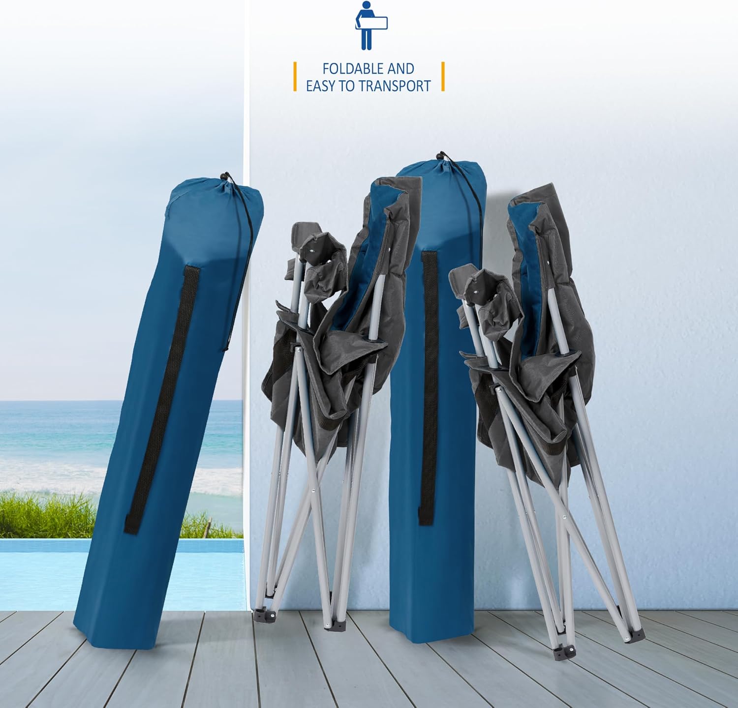 Detalle de SUNMER Padded Camping Chairs — Deluxe Folding Set of 2 with Cup Holders and Side Pockets