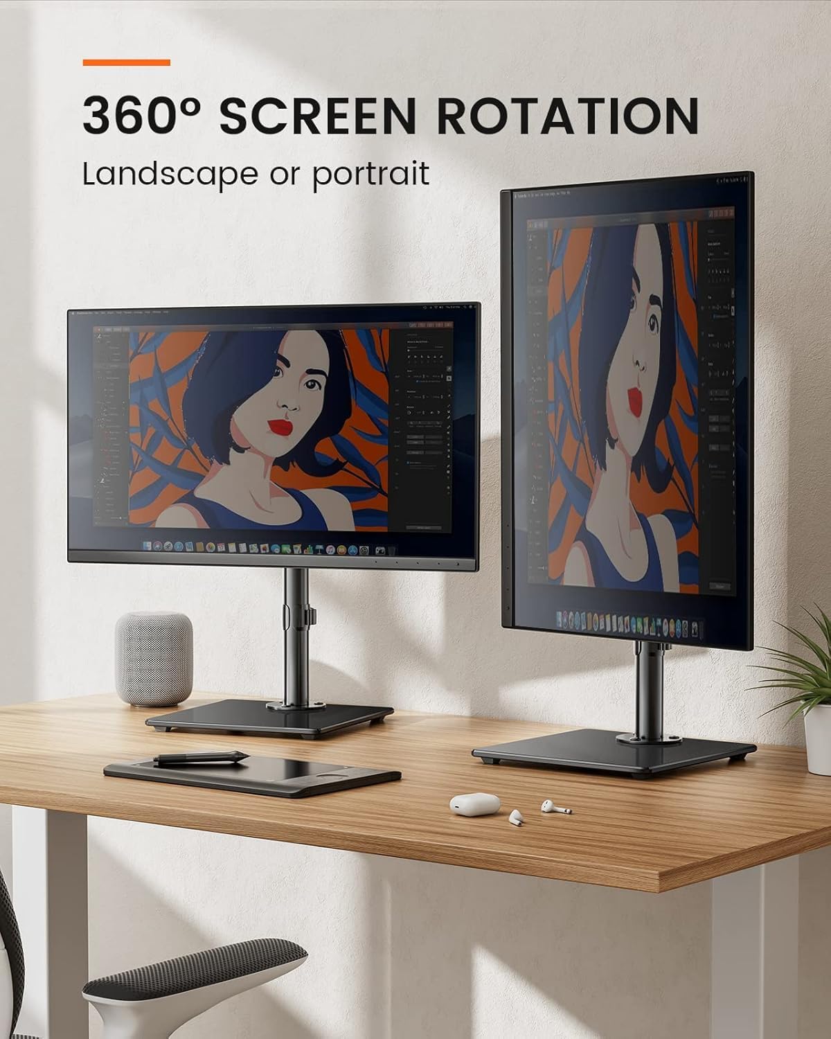 Detalle de ErGear Single Monitor Stand for 13-32" Screens — Freestanding VESA Mount with Height Adjustment