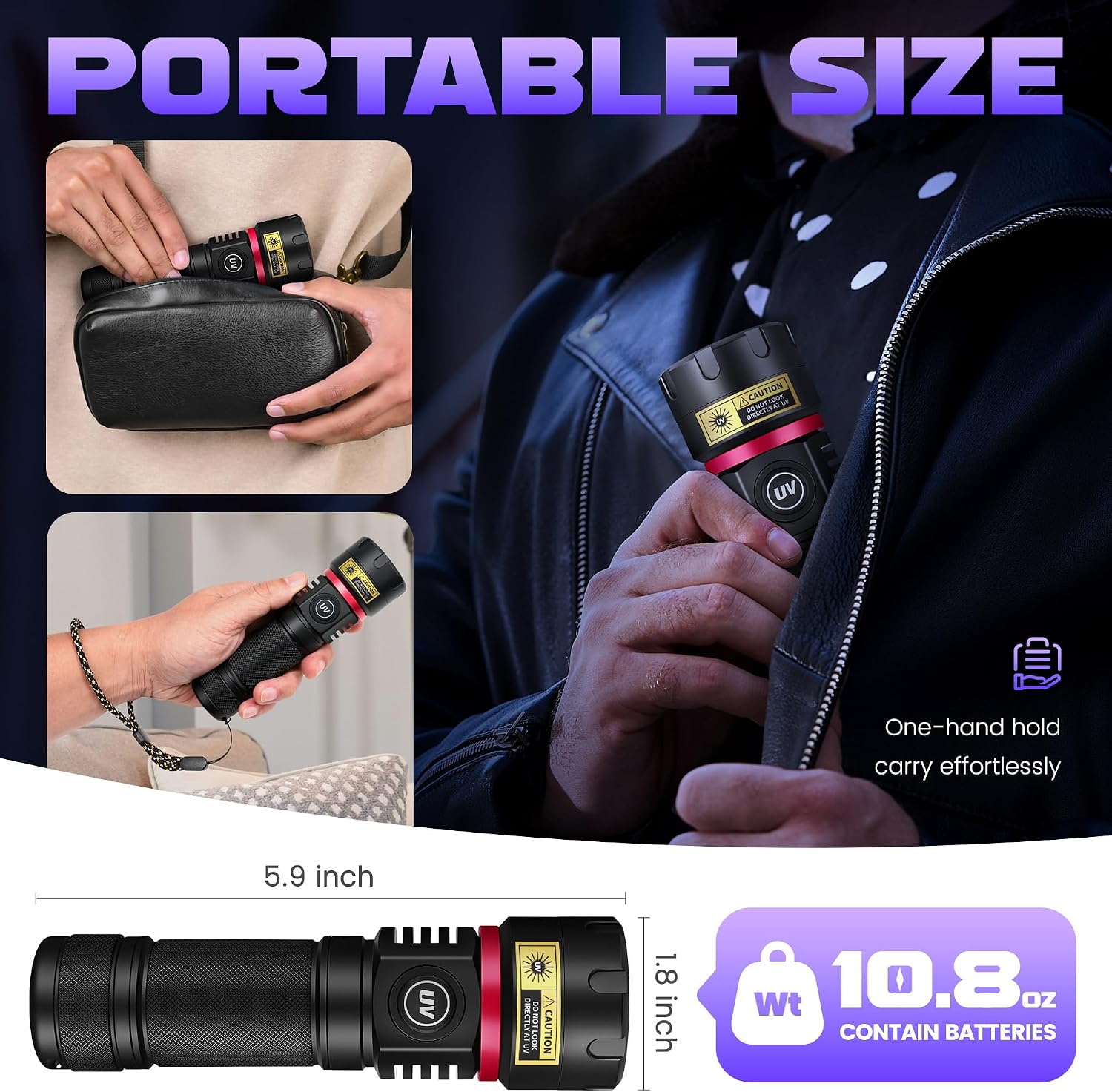 Thumbnail 3 de DARKBEAM Lampe torche UV 395 nm (6xLED quadricœur) rechargeable, 80W