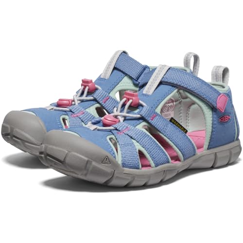 Detalle 2 de KEEN Unisex Kinder SEACAMP II CNX Sandal CORONET Blau/Hot Pink – robustes Wasserparadies für kleine Füße