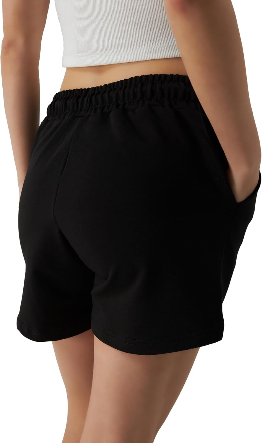 Detalle de ROSS CAMP Pantaloncini Donna Sportivi in Cotone - Comfort estivo, vita elastica e tasche