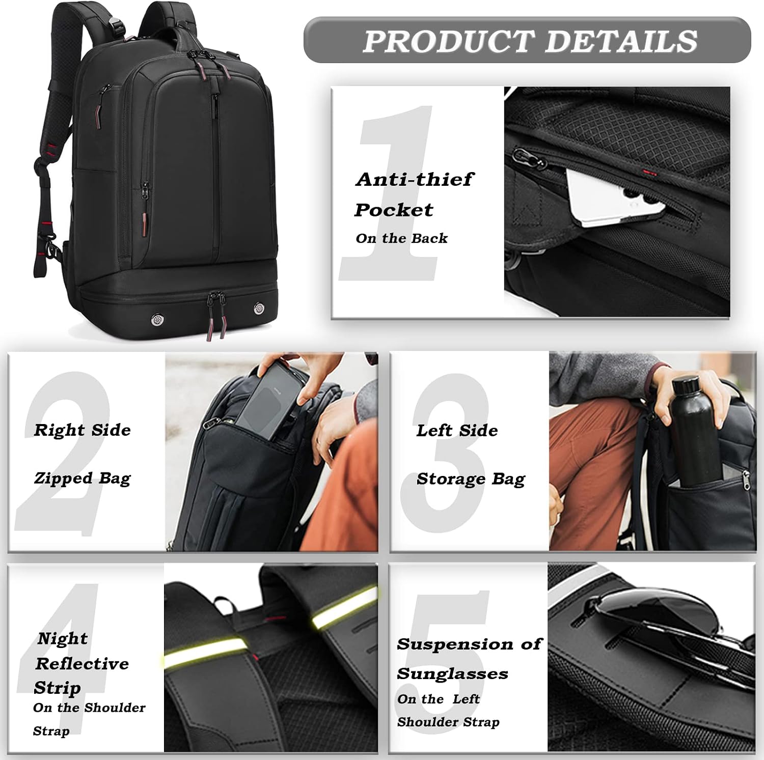 Detalle de Sea choice sac à dos de voyage ordinateur 15,6" et iPad 12,9" (environ 33 L)