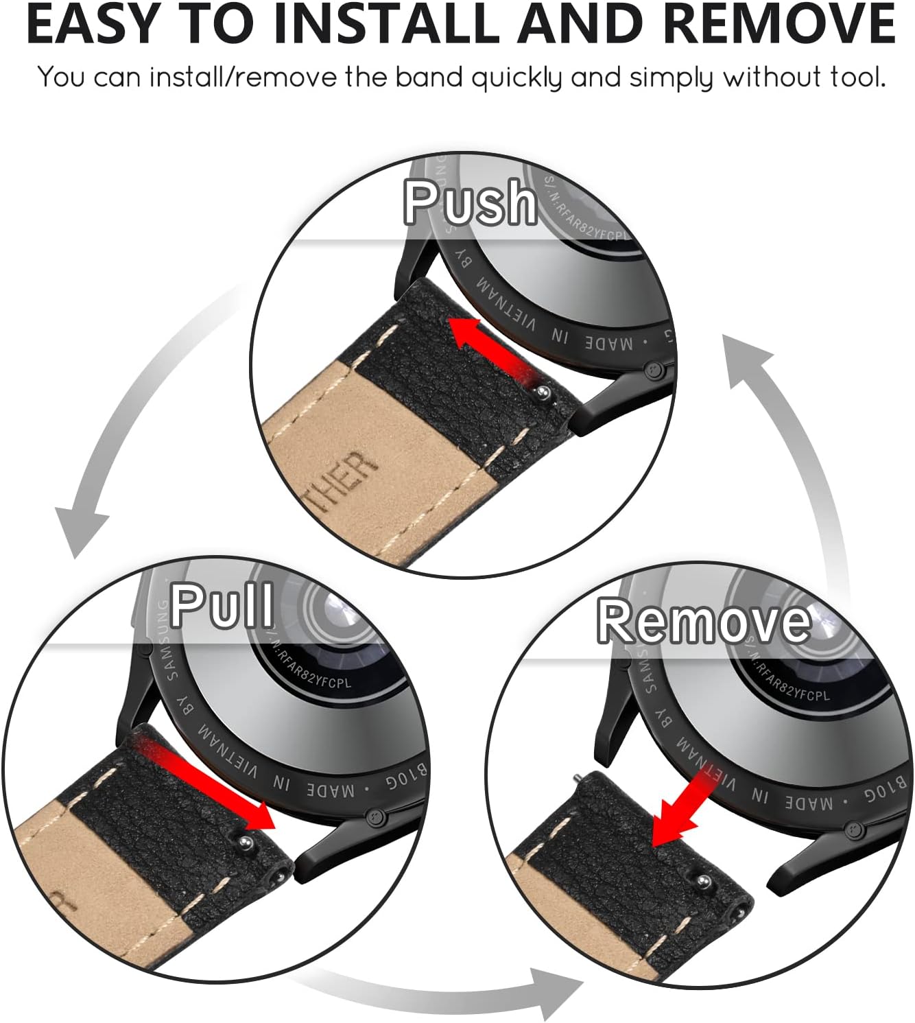 Thumbnail 5 de Tuocal 20mm Genuine Leather Strap for Galaxy Watch