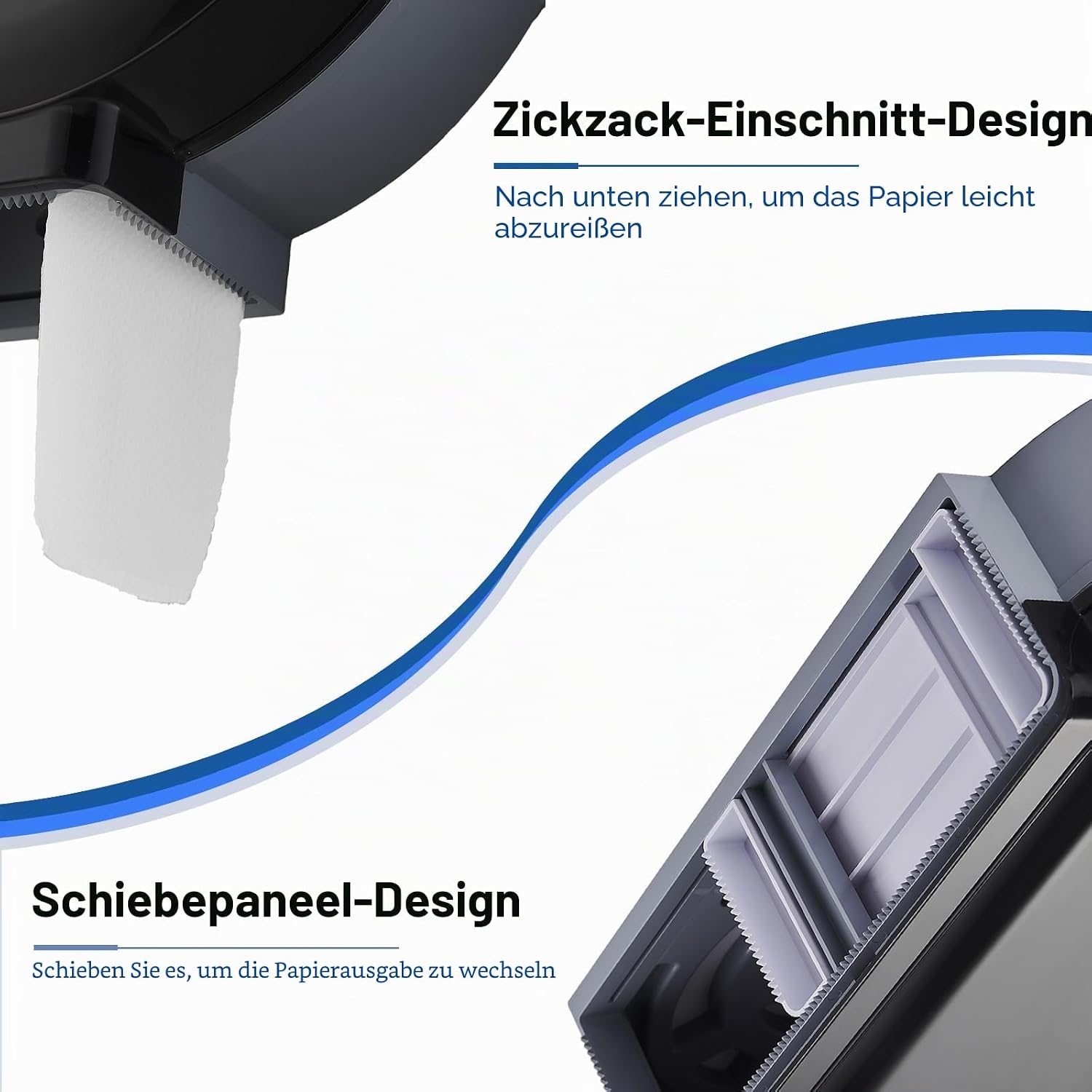 Detalle de Pollock Doppelrollen-Toilettenpapierspender Jumbo, bohrfrei, Schwarz – Extra große Kapazität