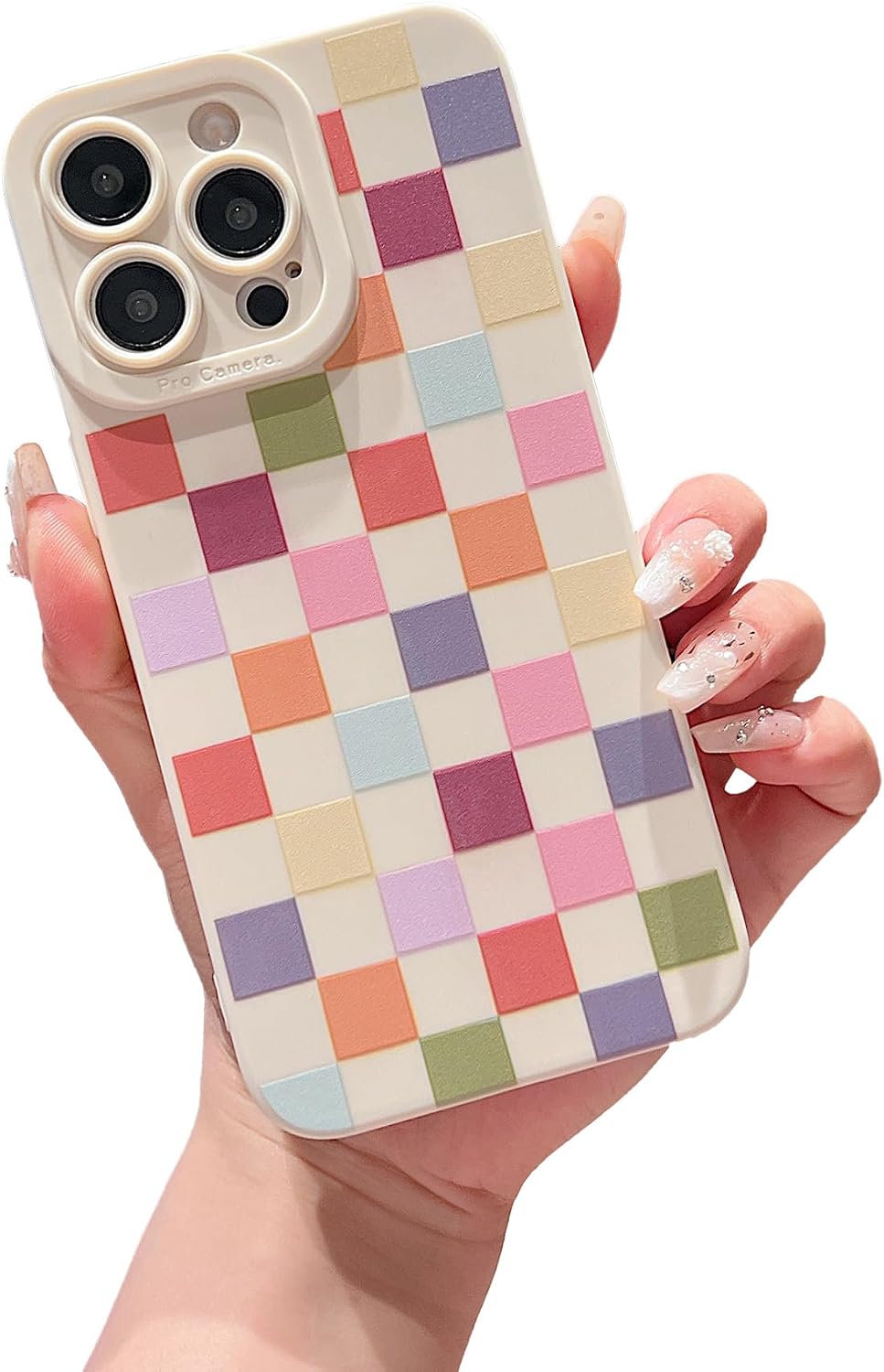 Detalle de YUMUPIFE Plaid Pattern Phone Case for iPhone 16 Pro Max, Soft TPU