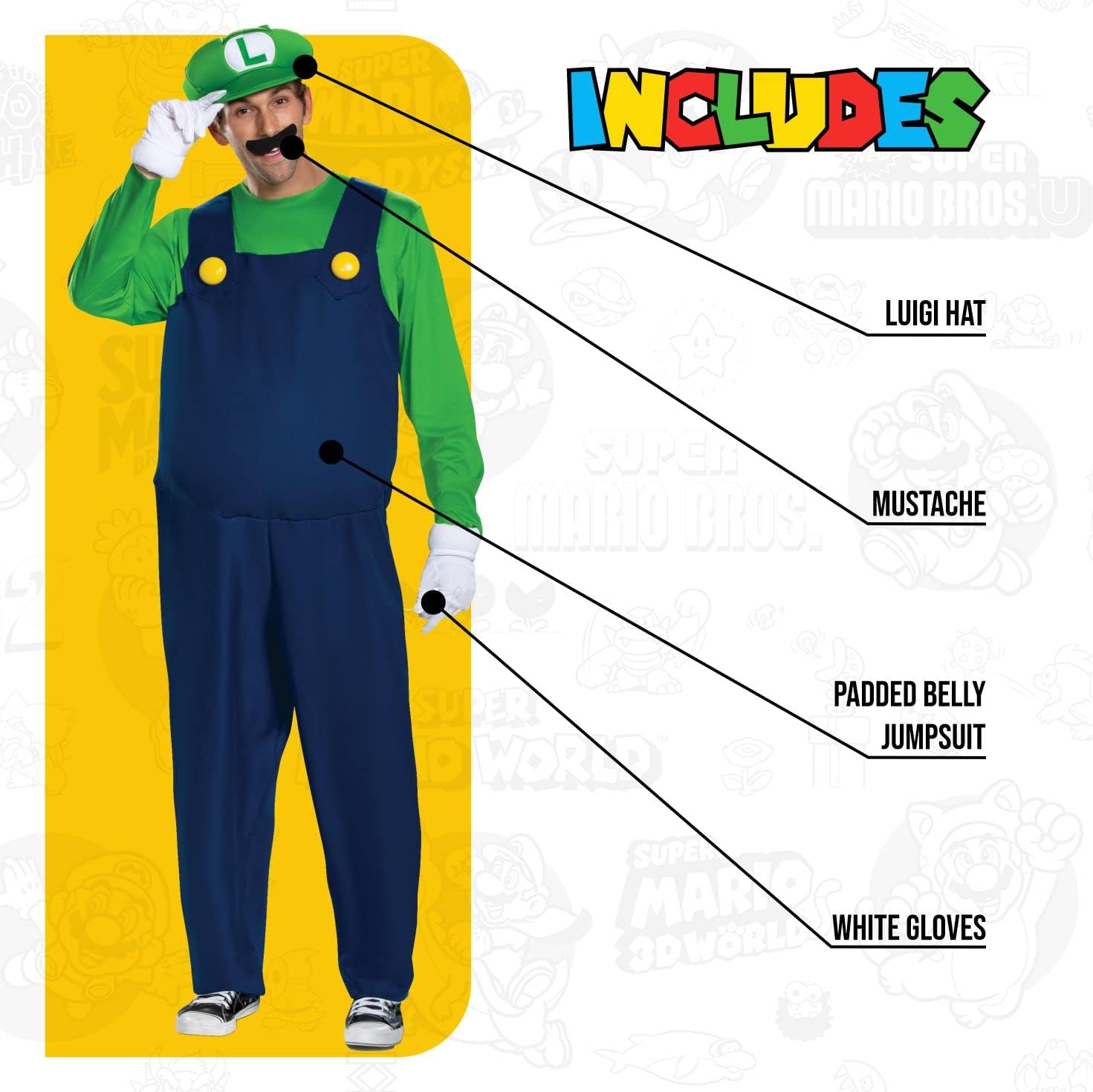 Detalle 2 de Disguise Men's Plus-Size Luigi Costume