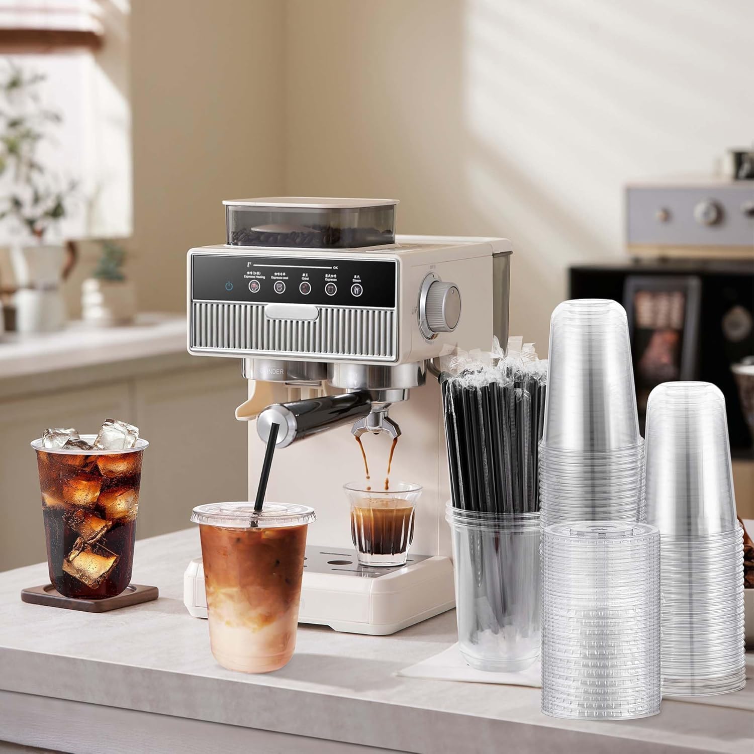 Detalle 1 de KesaPlan DH-527-100pc16oz U black straw cup, 16 oz PET Drink Cups