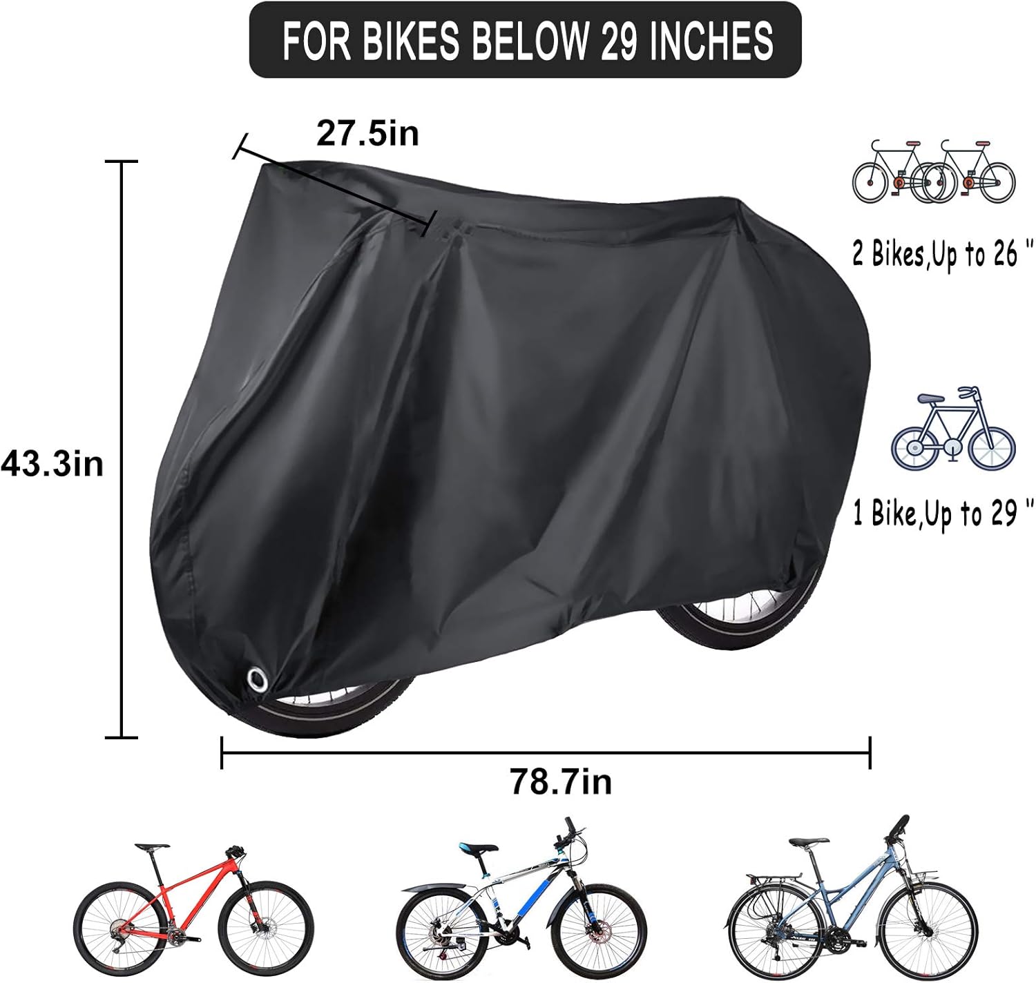 Detalle de Housse de Vélo Elezenioc 190T Nylon – Protection extérieure pour 2 vélos jusqu’à 29