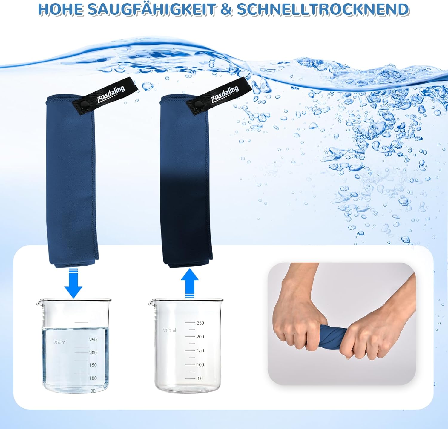 Thumbnail 6 de Fosdaling Mikrofaser Handtuch 3er Set 160×80cm