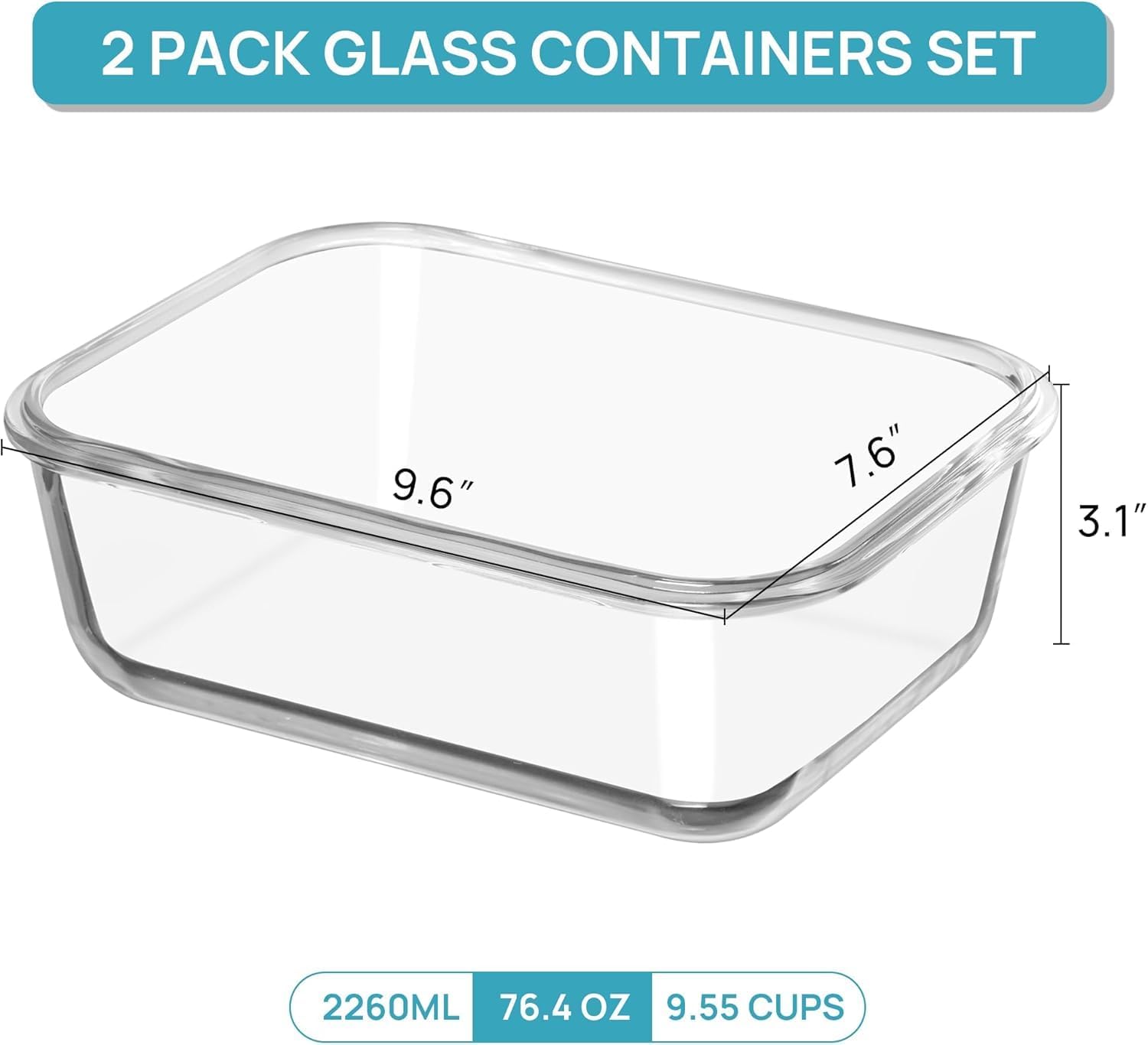 Thumbnail 2 de Vtopmart Glass Food Storage Containers 2260ml