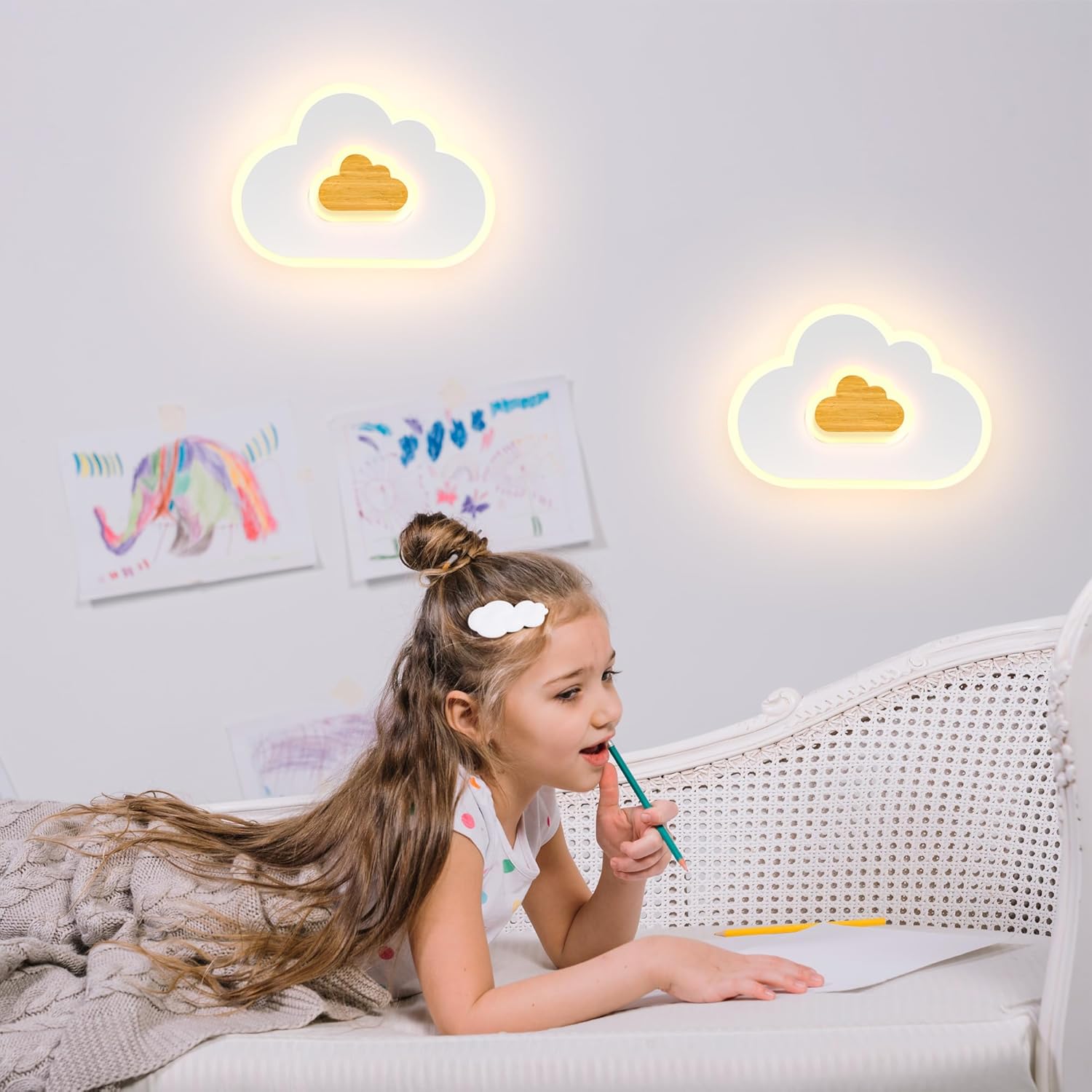 Thumbnail 2 de AOEH LED Deckenleuchte – Wolke aus Holz, 30 cm, 17 W, 3000 K, Kinderzimmer