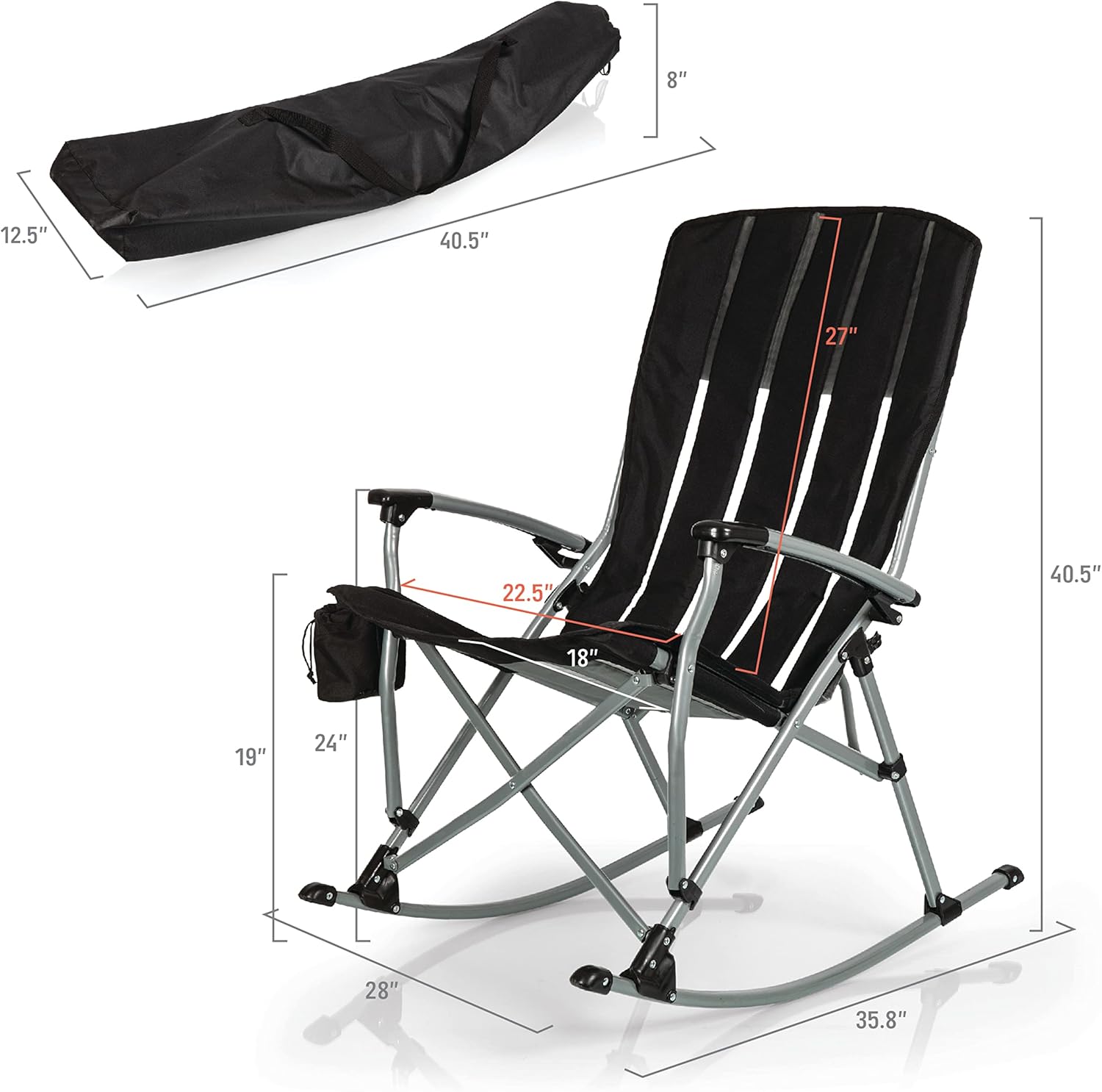 Detalle de Picnic Time NFL Unisex-Adult Outdoor Rocking Camp Chair (New Orleans Saints) — XL Heavy-Duty Camping Chair