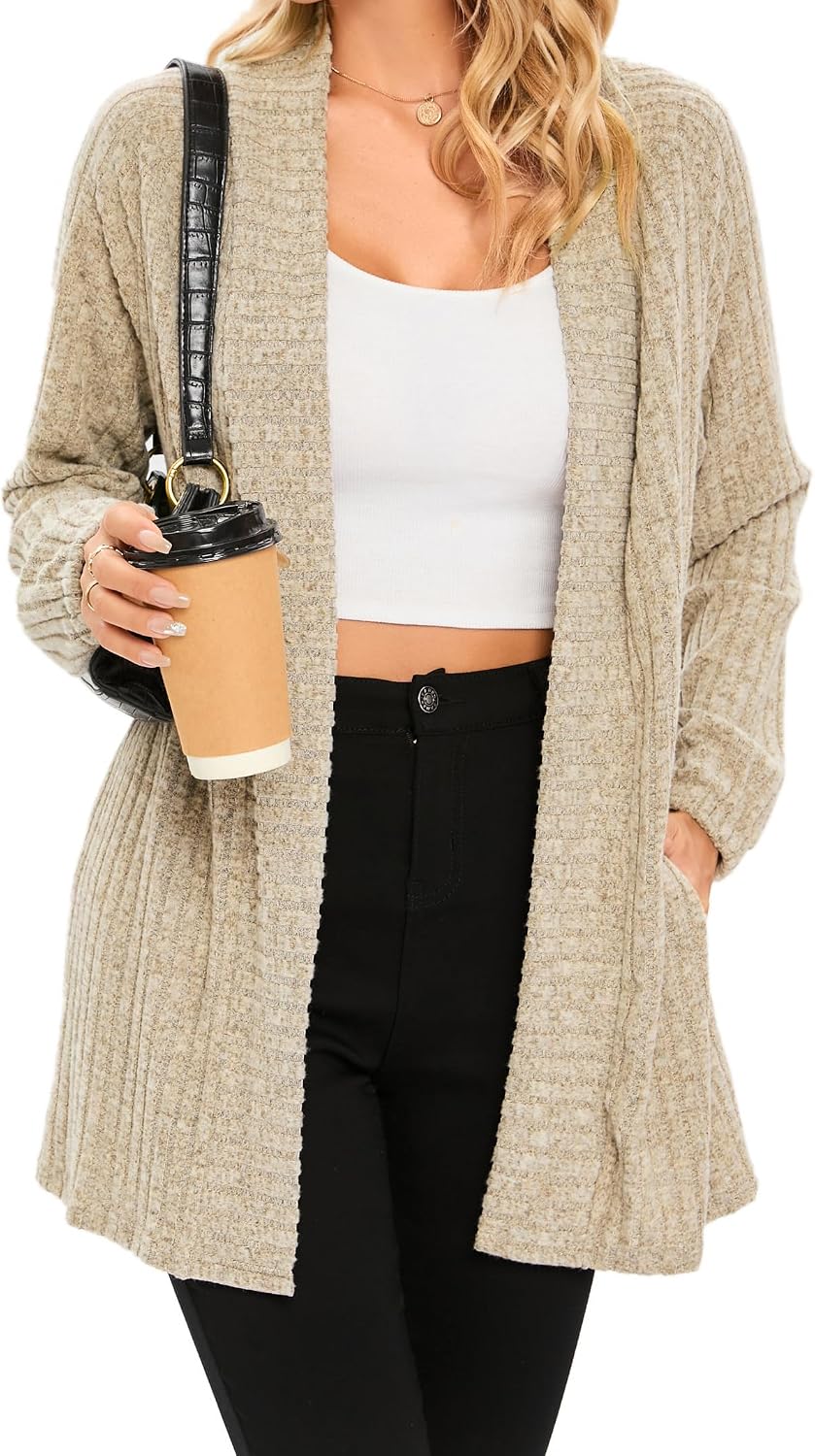 Thumbnail 6 de iChunhua Women's Casual Oversized Raglan Sleeve Cardigan with Pockets