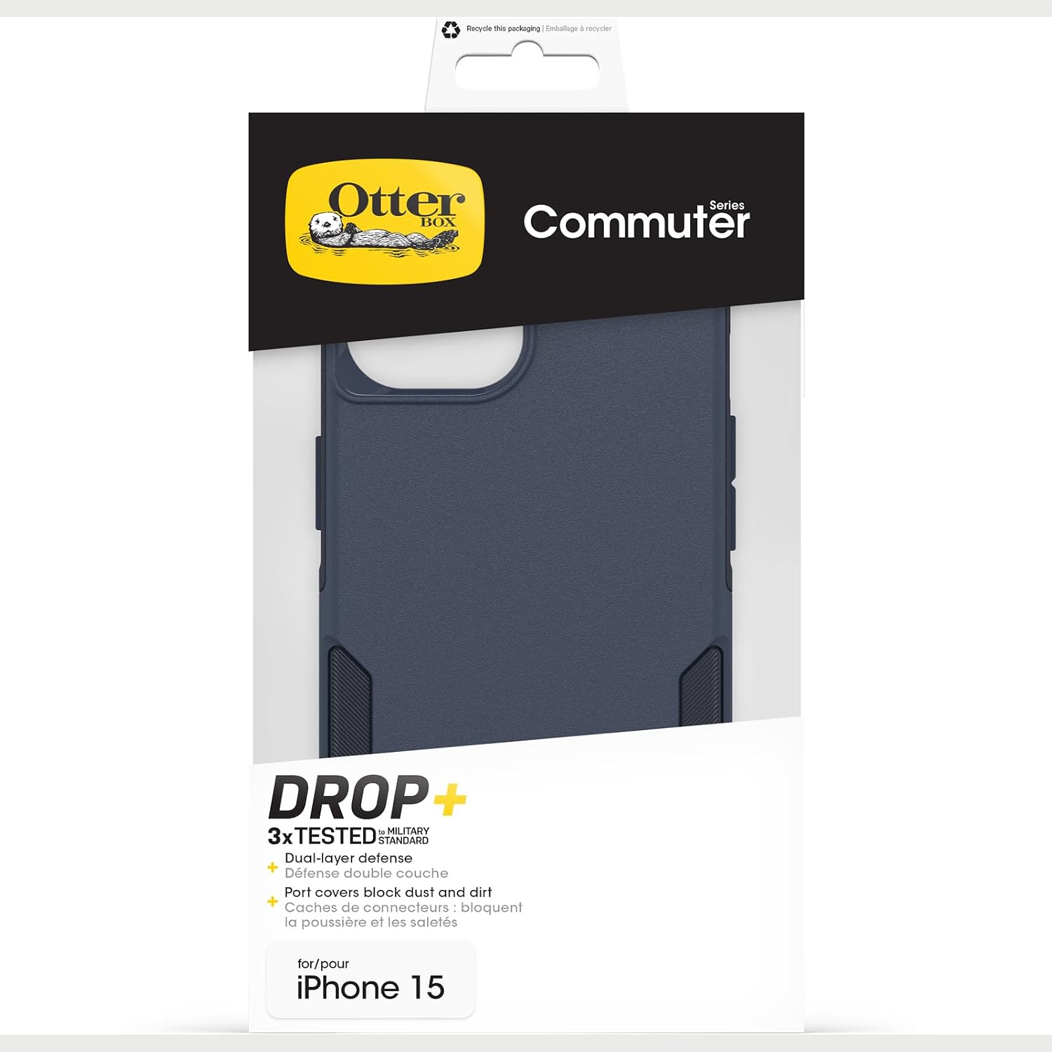 Detalle de OtterBox Commuter Case for iPhone 17e/16e/15/14/13 – Shockproof, Drop Proof and Rugged in Blue