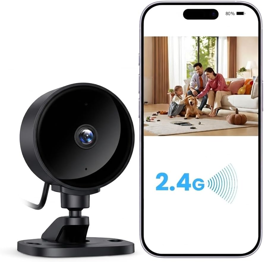Detalle de WOLFANG Telecamera WiFi Interna 1080P: visione notturna, audio bidirezionale e compatibilità Alexa/Google Home