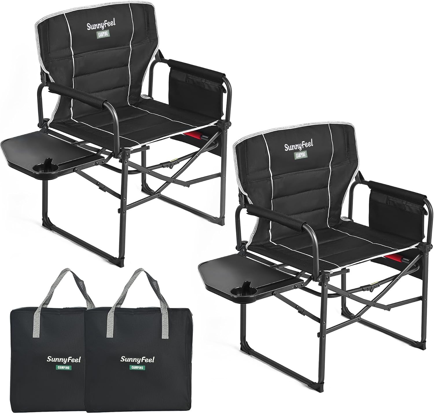 Detalle de SUNNYFEEL AC3008F 2-Pack Oversized Directors Camping Chairs with Side Table