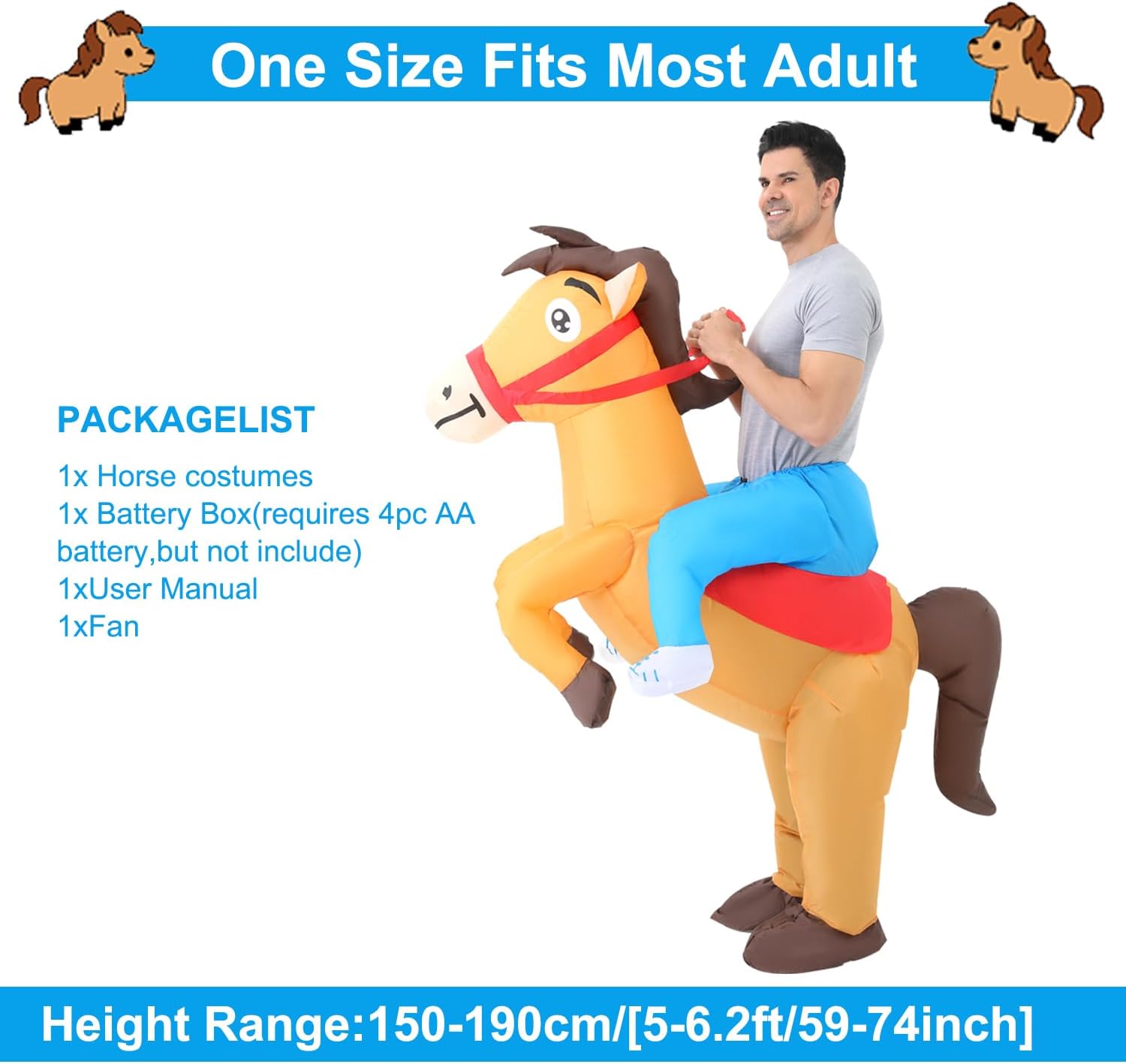 Thumbnail 5 de FXICH Disfraz caballo inflable para adultos 150‑190 cm