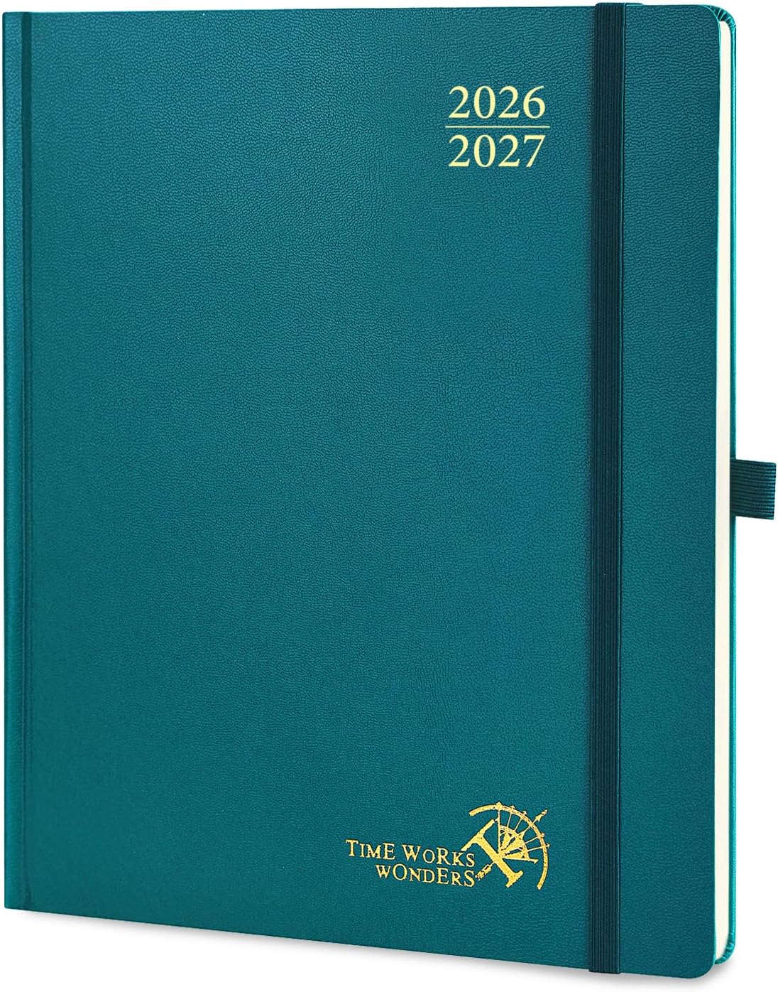 Detalle de POPRUN Academic Diary 2026-2027 Hardback Week to View Large (26.5x21.5 cm) – Pacific Green